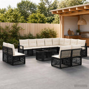 vidaXL Tuinbankenset 13 st Zwart en Cream Wit poly rattan
