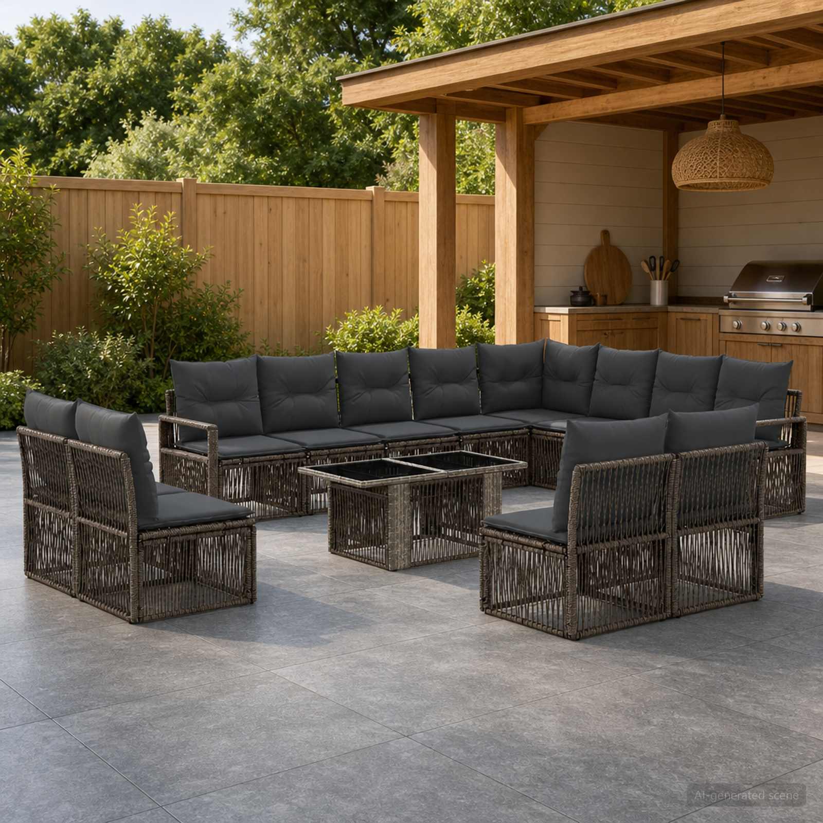 vidaXL Tuinbankenset 13 st Zwart en Cream Wit poly rattan