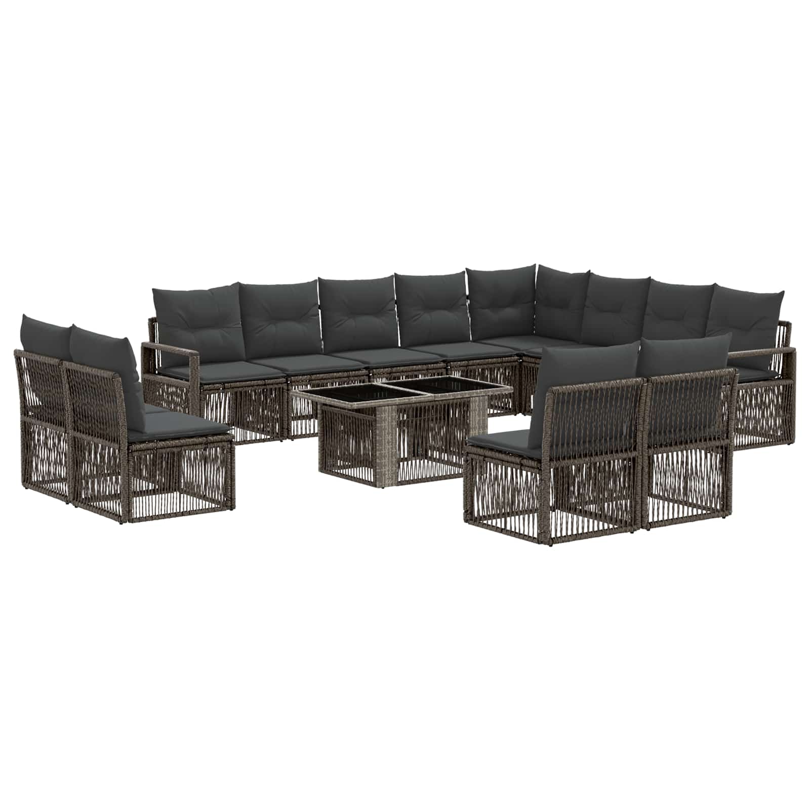 vidaXL Tuinbankenset 13 st Zwart en Cream Wit poly rattan
