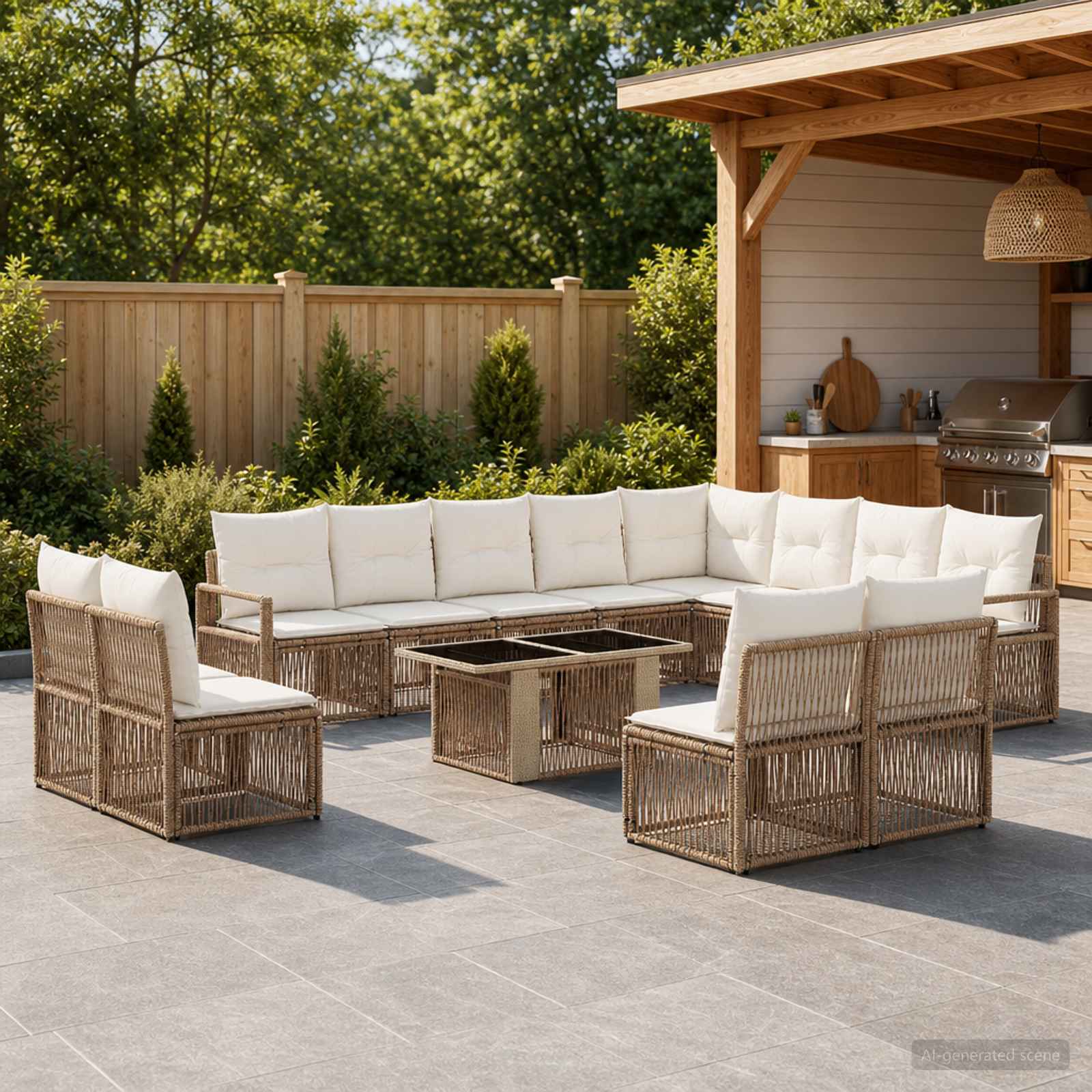vidaXL Tuinbankenset 13 st Zwart en Cream Wit poly rattan