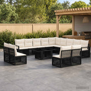 vidaXL Tuinbankenset 14 st Zwart en Cream Wit poly rattan