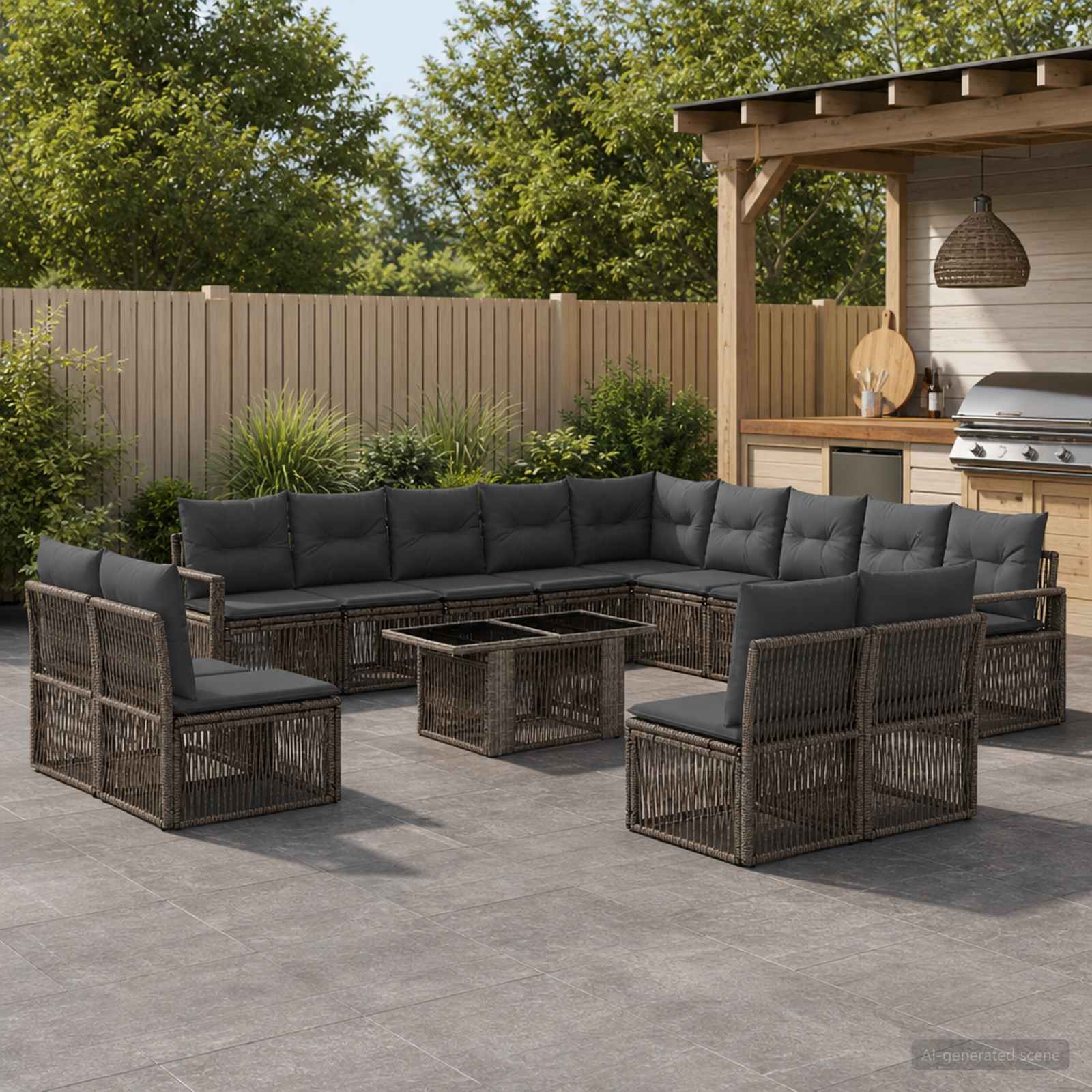 vidaXL Tuinbankenset 14 st Zwart en Cream Wit poly rattan
