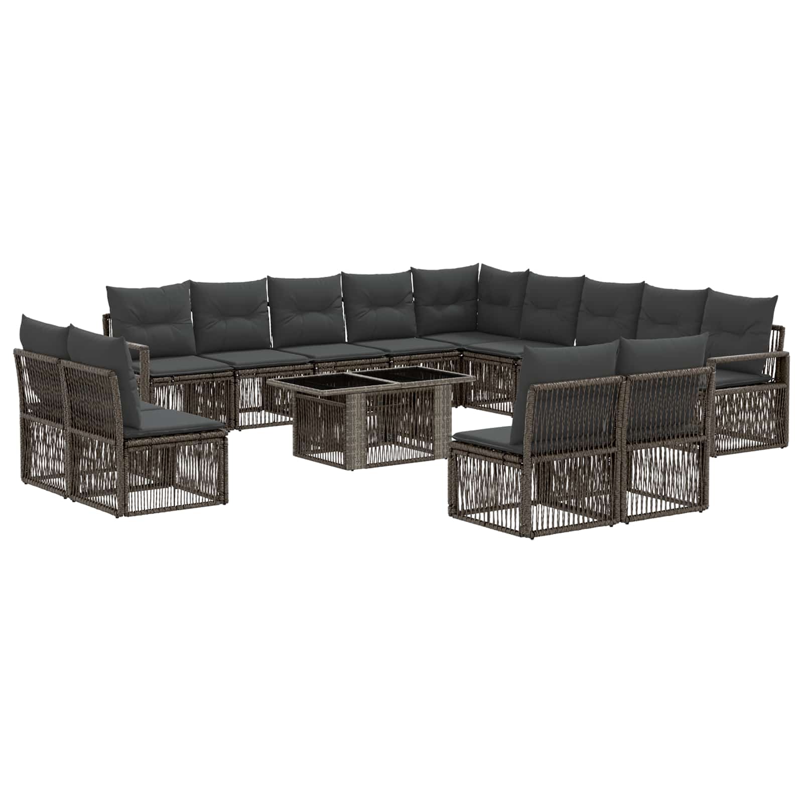 vidaXL Tuinbankenset 14 st Zwart en Cream Wit poly rattan
