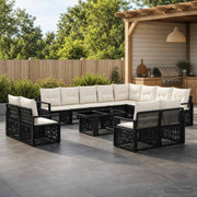 vidaXL Tuinbankenset 13 st Zwart en Cream Wit poly rattan