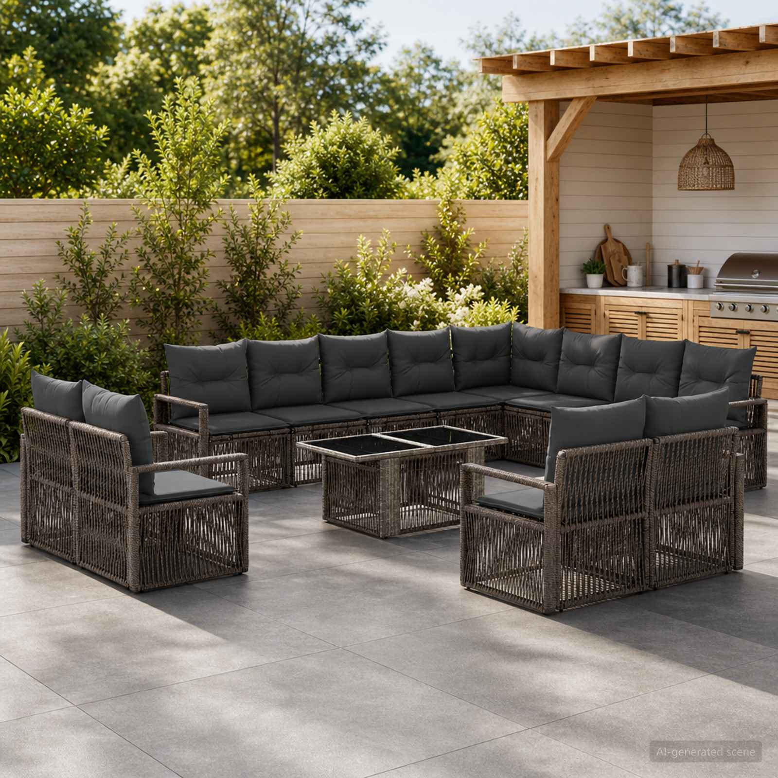 vidaXL Tuinbankenset 13 st Zwart en Cream Wit poly rattan