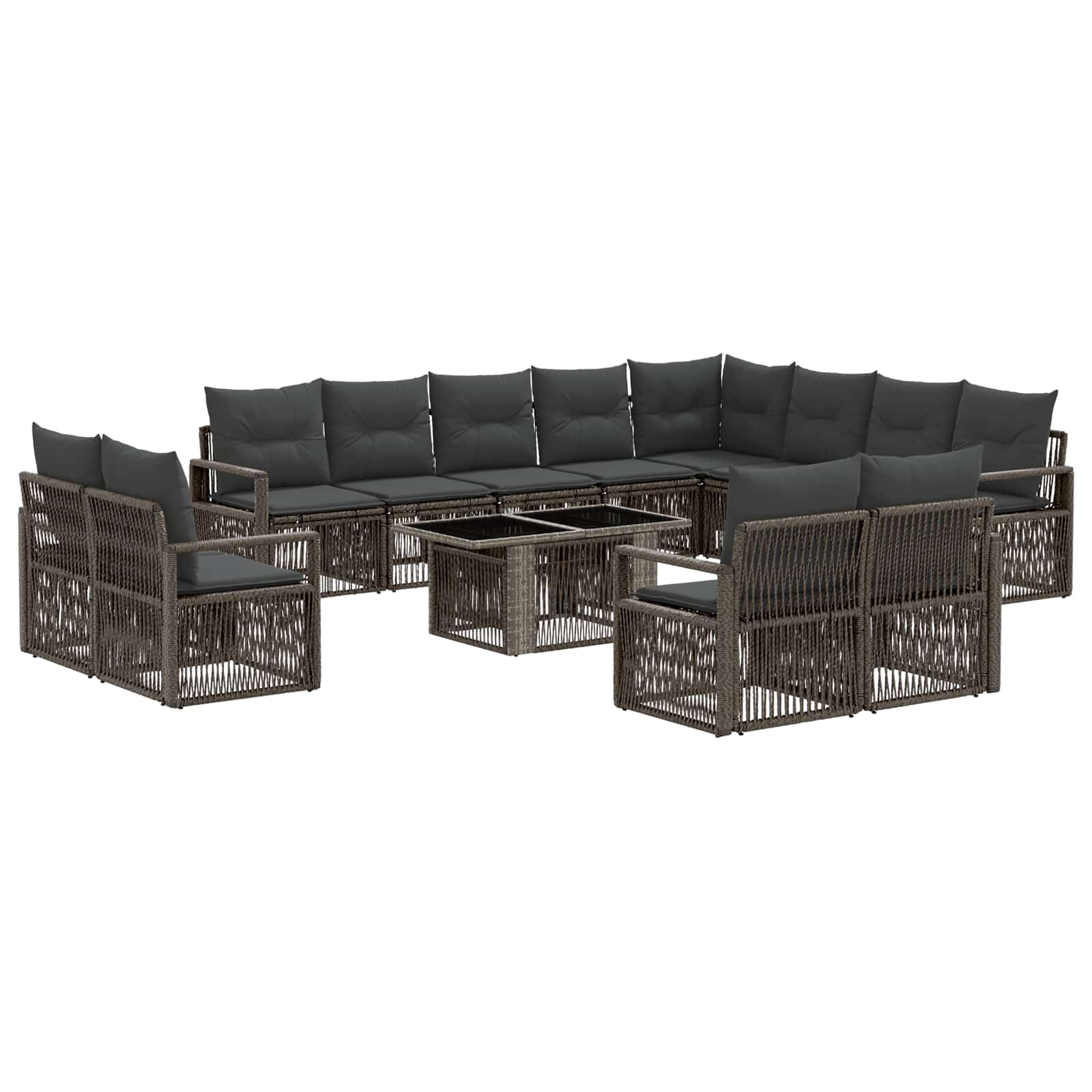 vidaXL Tuinbankenset 13 st Zwart en Cream Wit poly rattan