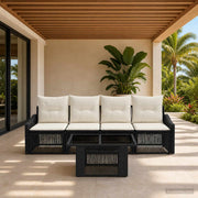 vidaXL Tuinbankenset 5 st Zwart en Cream Wit poly rattan