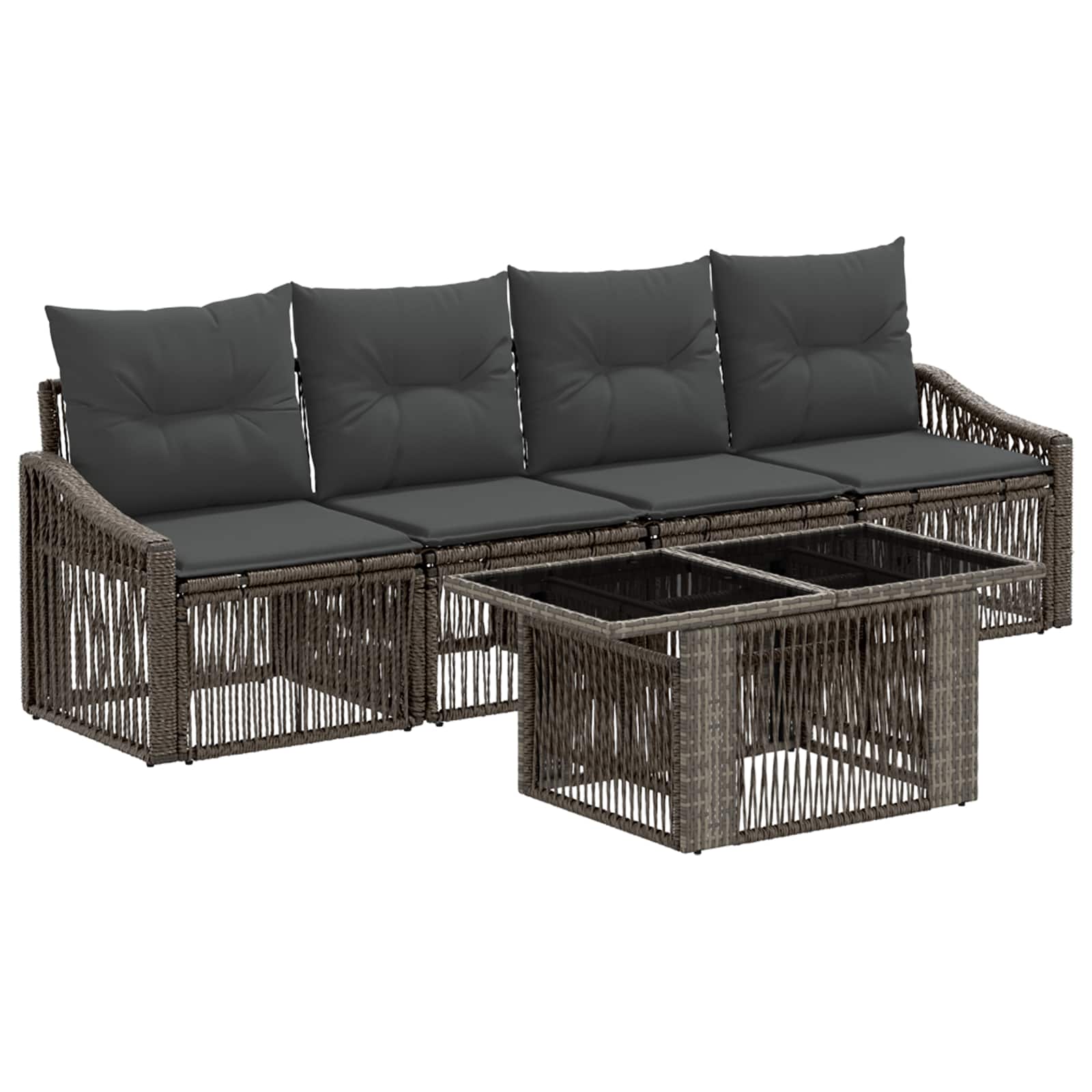 vidaXL Tuinbankenset 5 st Zwart en Cream Wit poly rattan