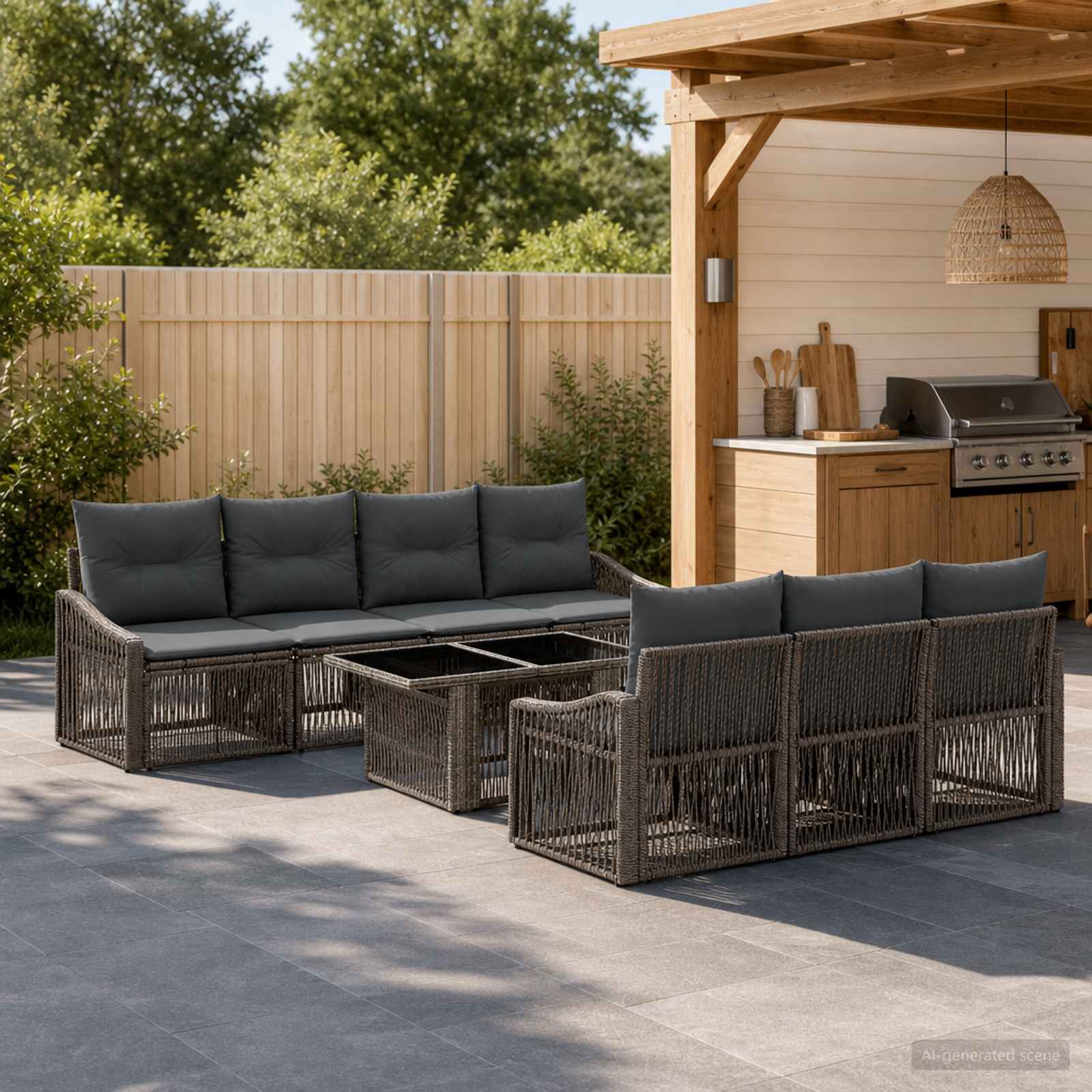 vidaXL Tuinbankenset 8 st Zwart en Cream Wit poly rattan