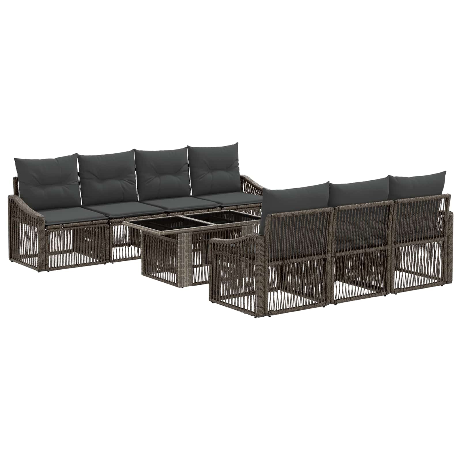 vidaXL Tuinbankenset 8 st Zwart en Cream Wit poly rattan