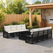 vidaXL Tuinbankenset 9 st Zwart en Cream Wit poly rattan