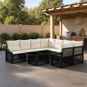 vidaXL Tuinbankenset 9 st Zwart en Cream Wit poly rattan