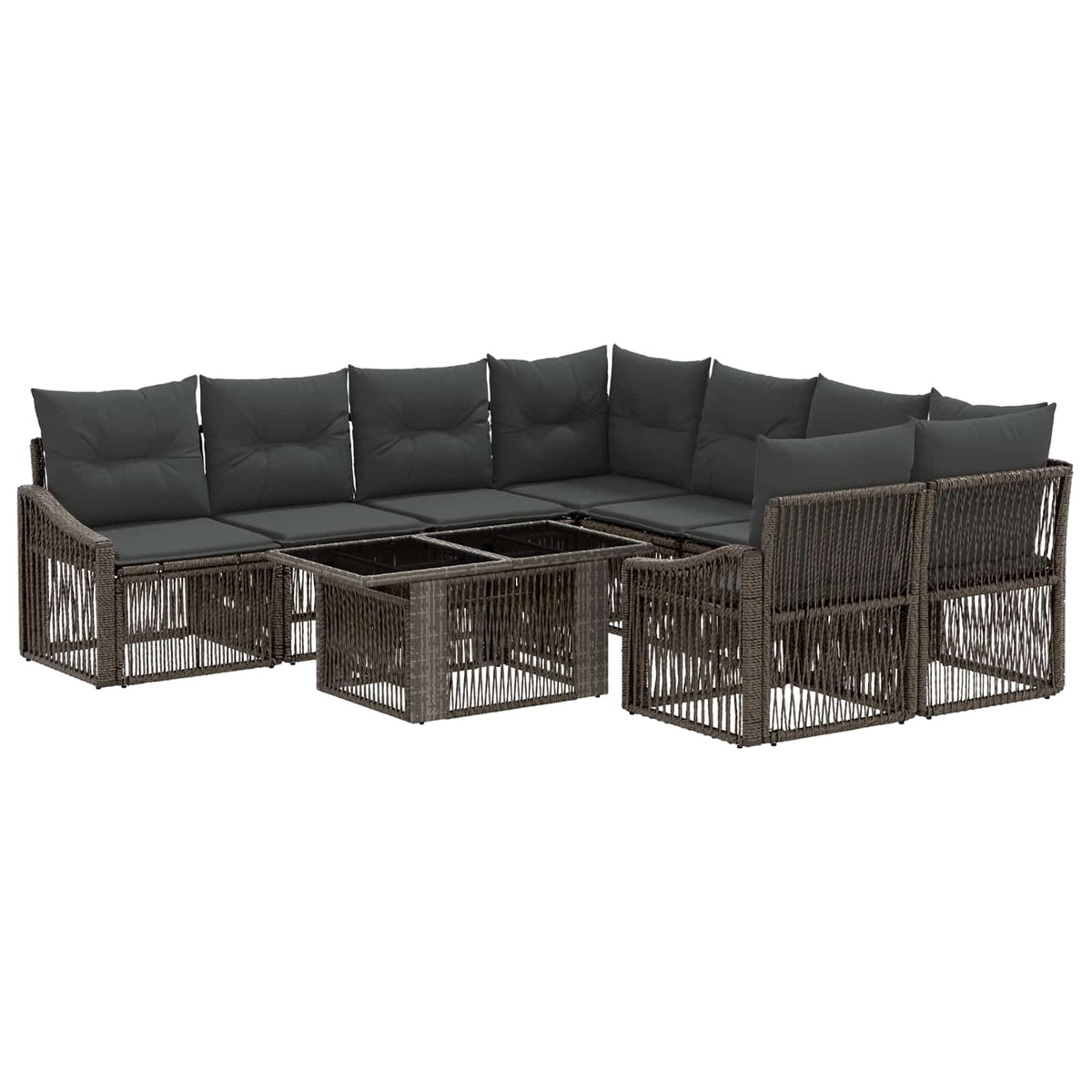 vidaXL Tuinbankenset 9 st Zwart en Cream Wit poly rattan