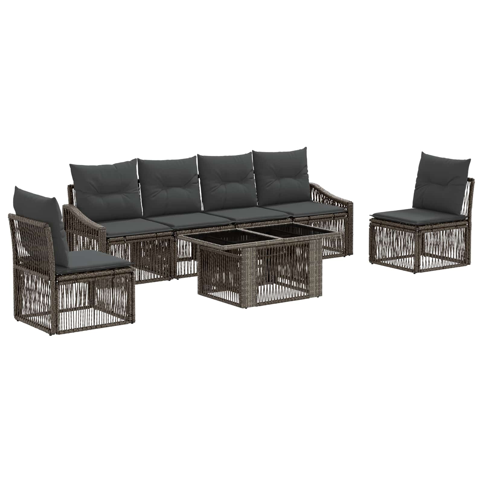 vidaXL Tuinbankenset 7 st Zwart en Cream Wit poly rattan