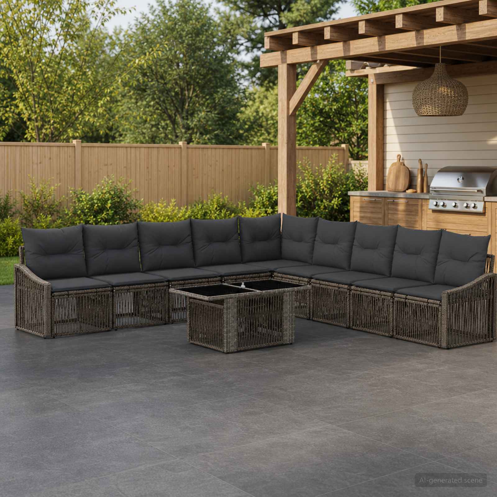 vidaXL Tuinbankenset 10 st Zwart en Cream Wit poly rattan