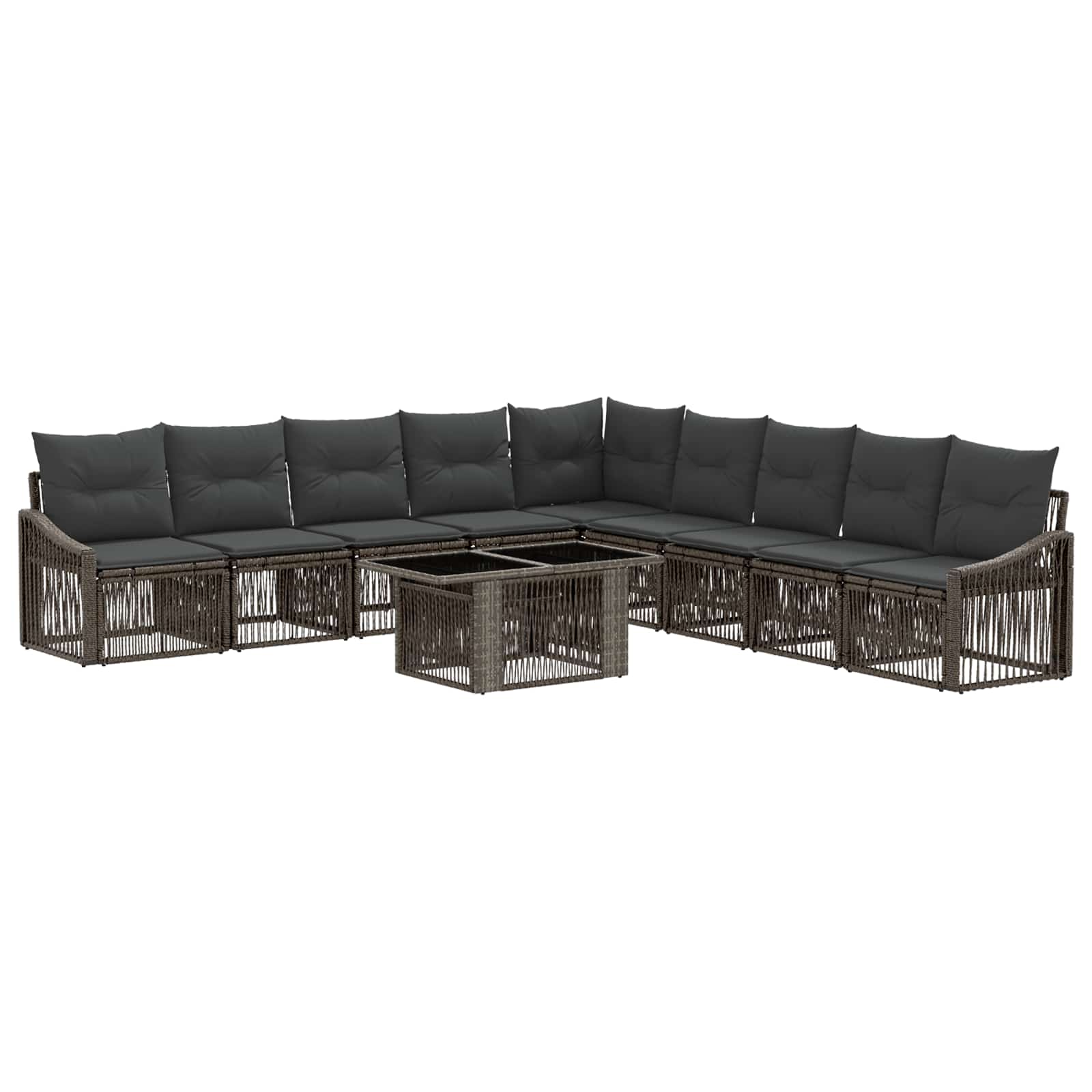 vidaXL Tuinbankenset 10 st Zwart en Cream Wit poly rattan