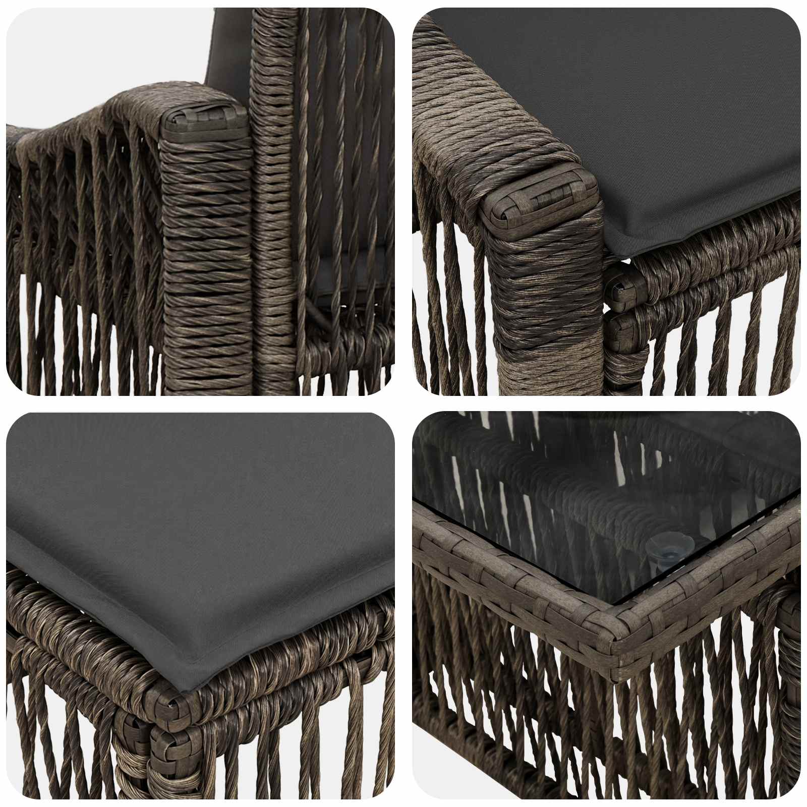 vidaXL Tuinbankenset 10 st Zwart en Cream Wit poly rattan