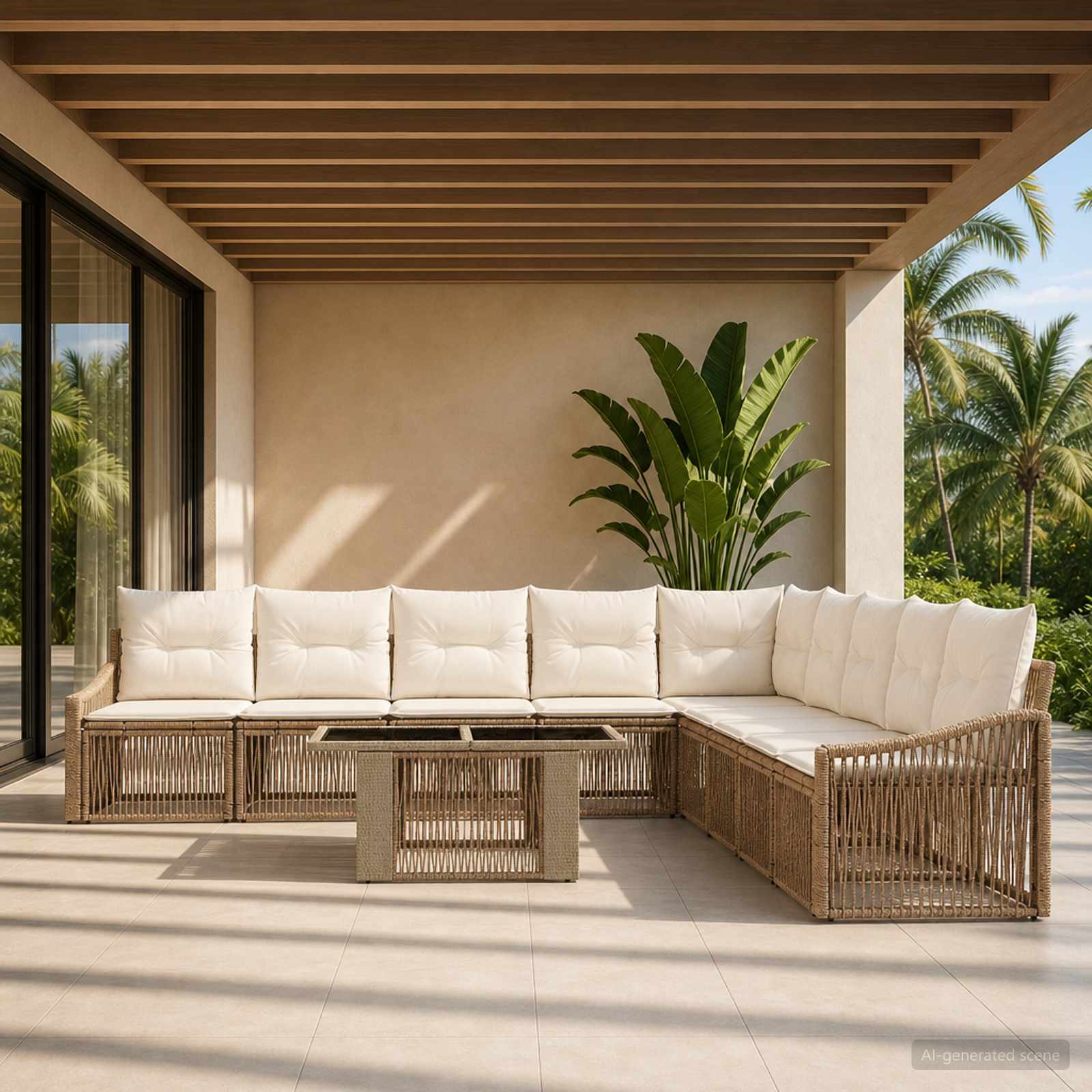vidaXL Tuinbankenset 10 st Zwart en Cream Wit poly rattan