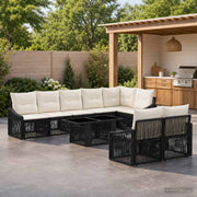 vidaXL Tuinbankenset 9 st Zwart en Cream Wit poly rattan