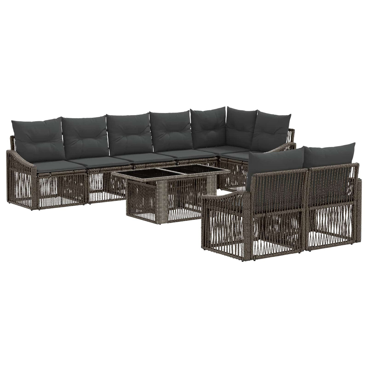 vidaXL Tuinbankenset 9 st Zwart en Cream Wit poly rattan