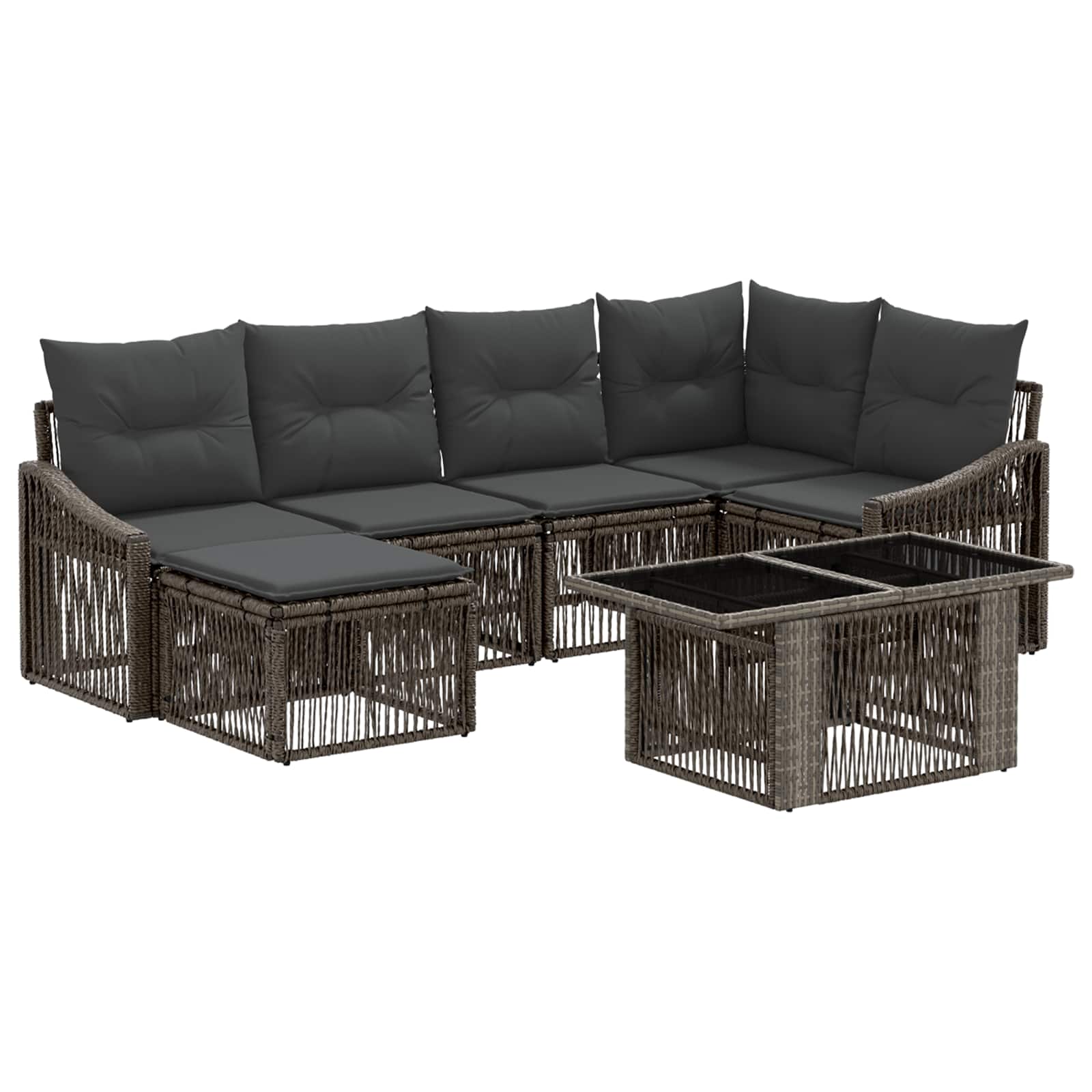 vidaXL Tuinbankenset 7 st Zwart en Cream Wit poly rattan