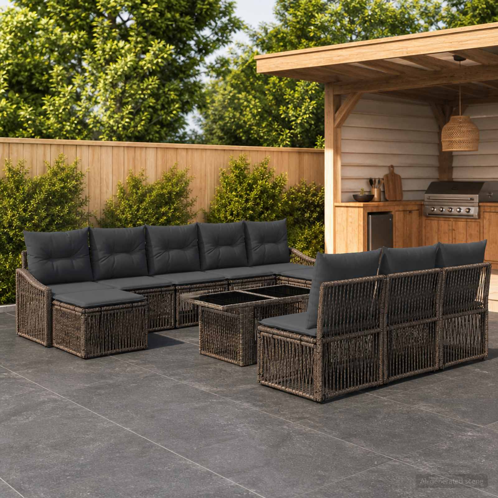 vidaXL Tuinbankenset 11 st Zwart en Cream Wit poly rattan