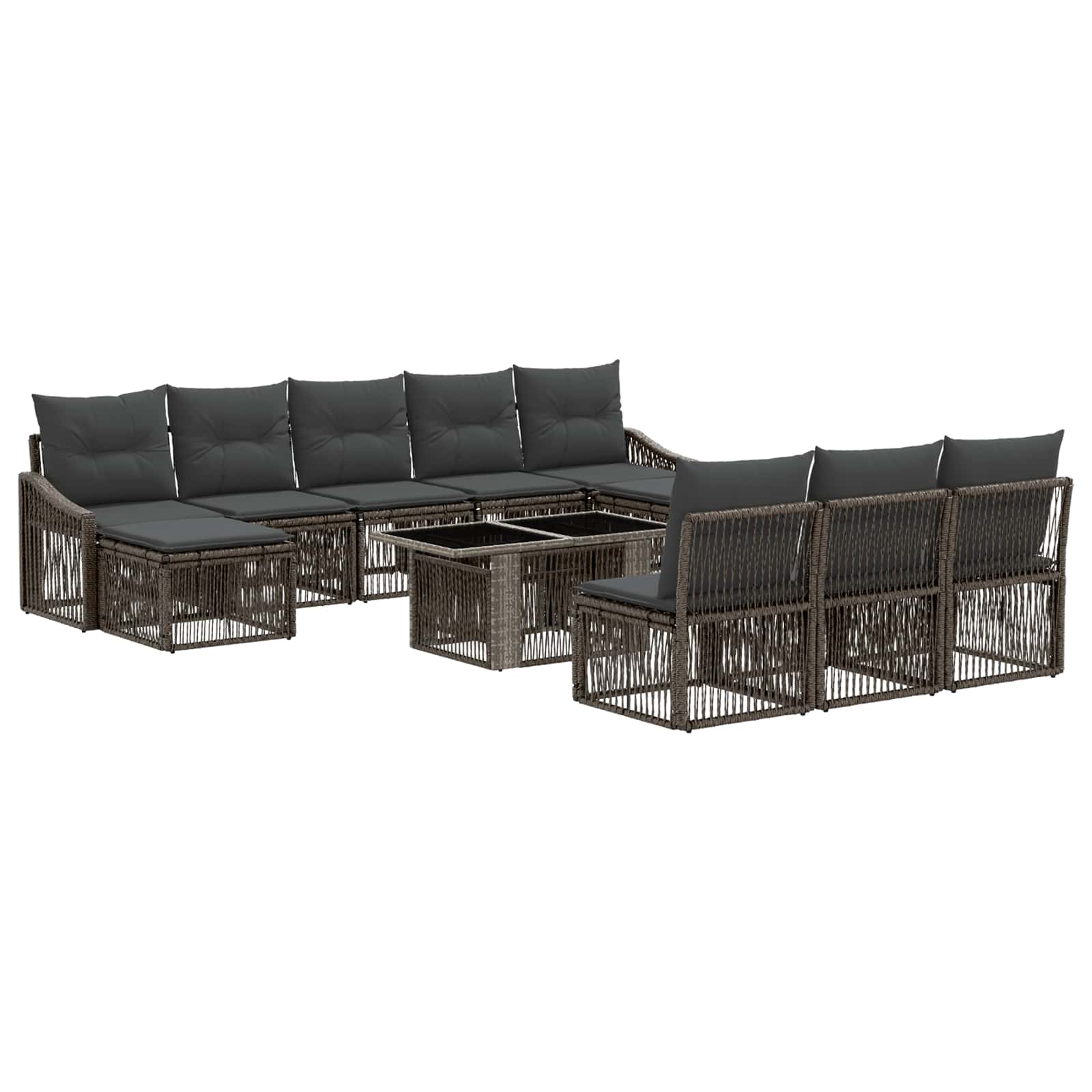 vidaXL Tuinbankenset 11 st Zwart en Cream Wit poly rattan