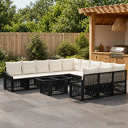 vidaXL Tuinbankenset 12 st Zwart en Cream Wit poly rattan