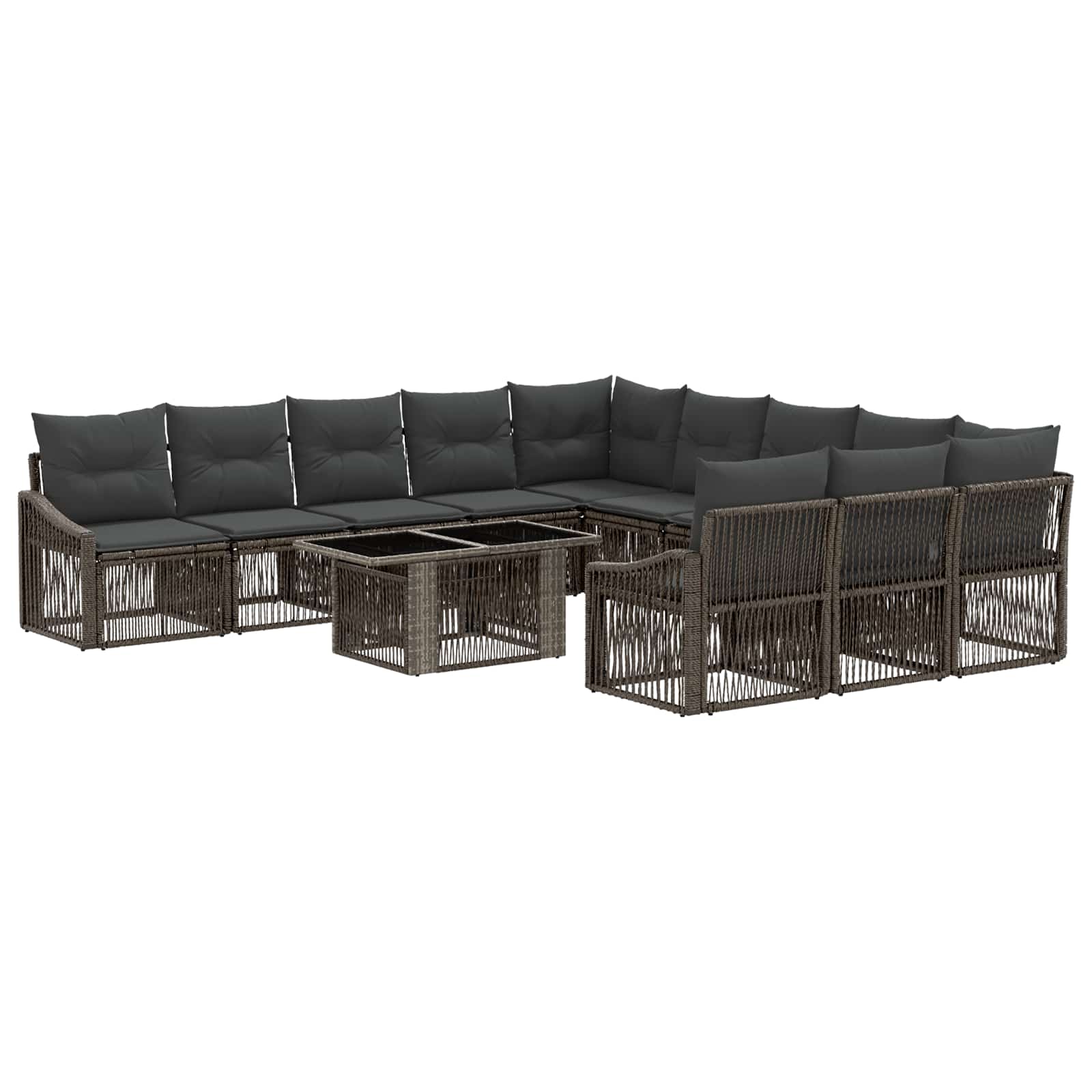 vidaXL Tuinbankenset 12 st Zwart en Cream Wit poly rattan