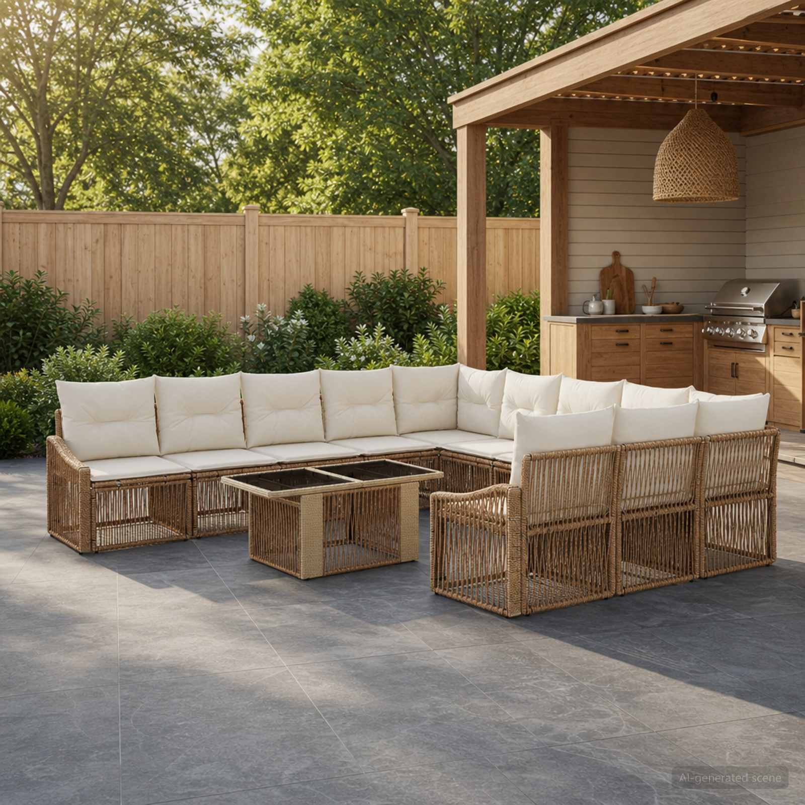 vidaXL Tuinbankenset 12 st Zwart en Cream Wit poly rattan