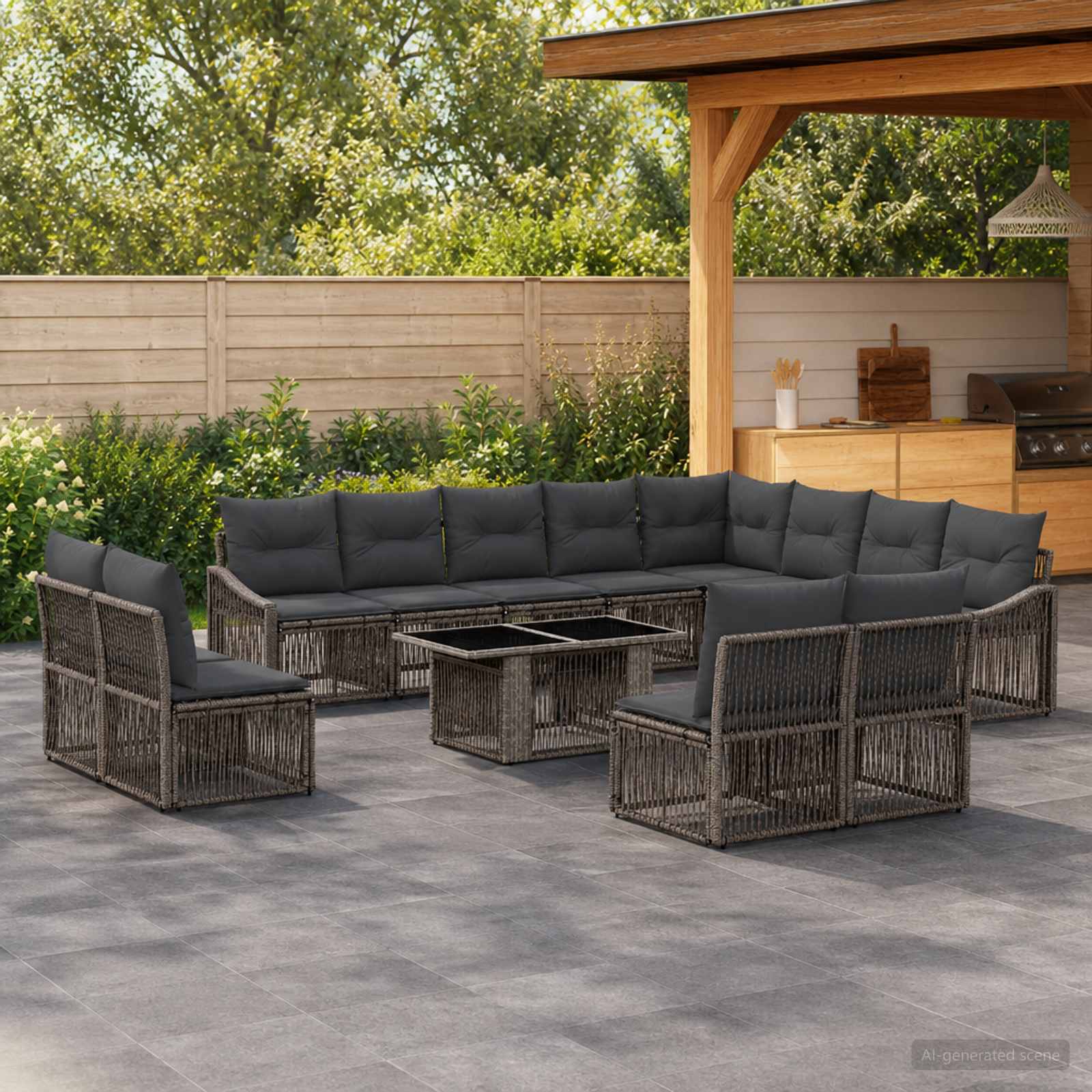 vidaXL Tuinbankenset 13 st Zwart en Cream Wit poly rattan
