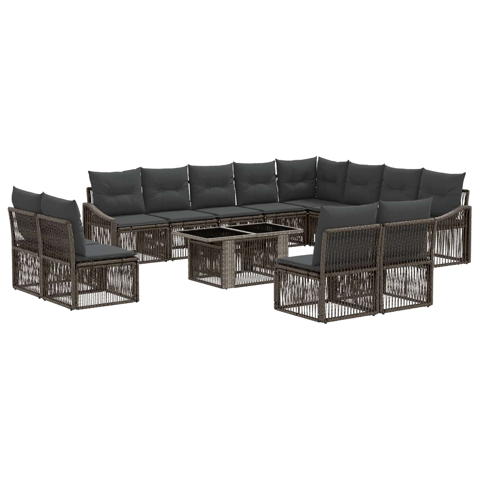 vidaXL Tuinbankenset 13 st Zwart en Cream Wit poly rattan