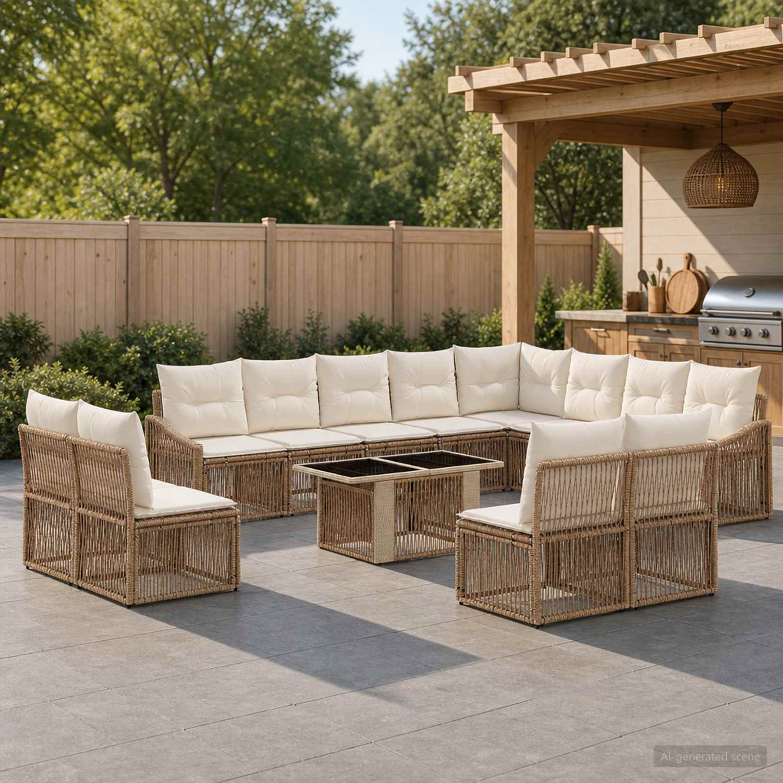 vidaXL Tuinbankenset 13 st Zwart en Cream Wit poly rattan