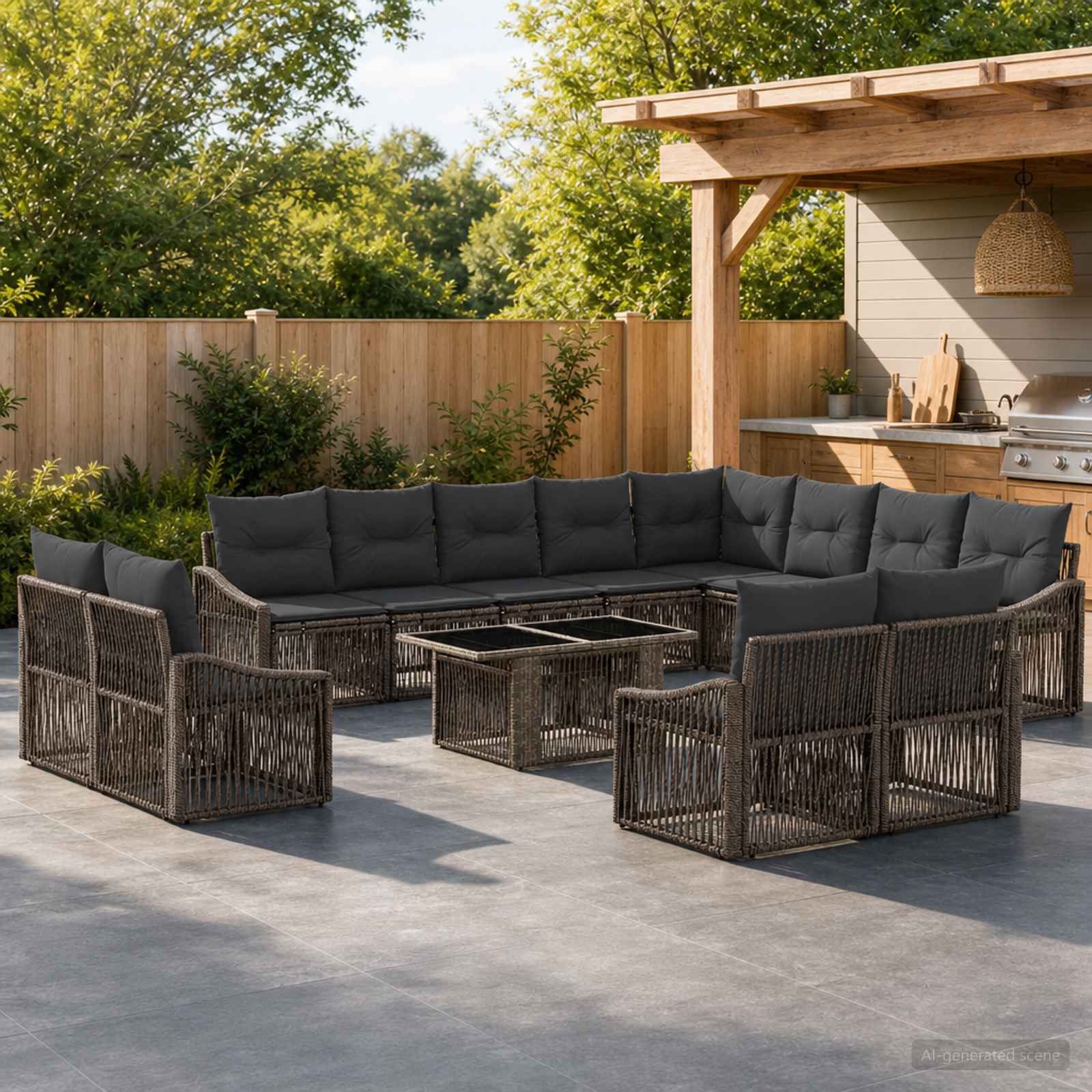vidaXL Tuinbankenset 13 st Zwart en Cream Wit poly rattan