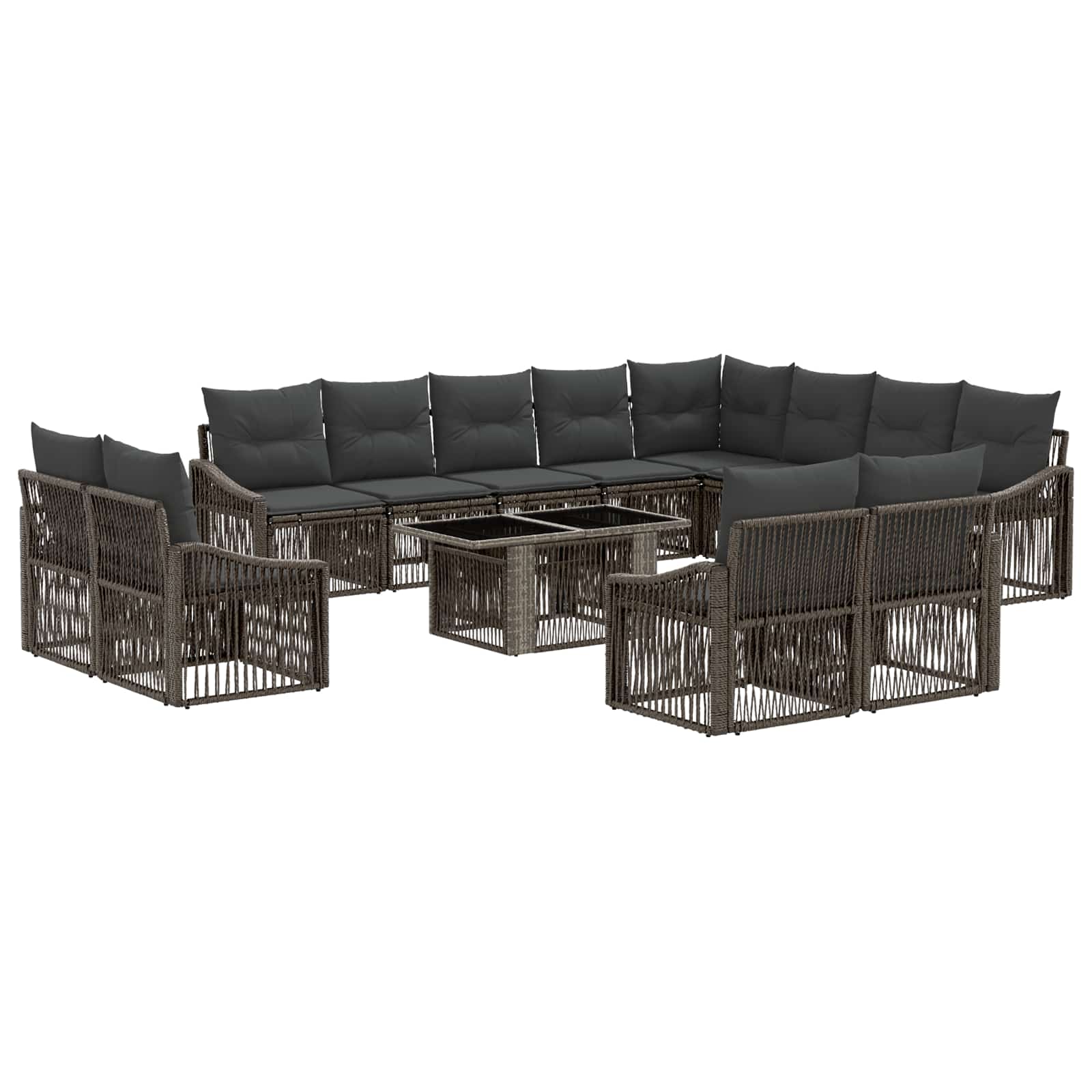 vidaXL Tuinbankenset 13 st Zwart en Cream Wit poly rattan