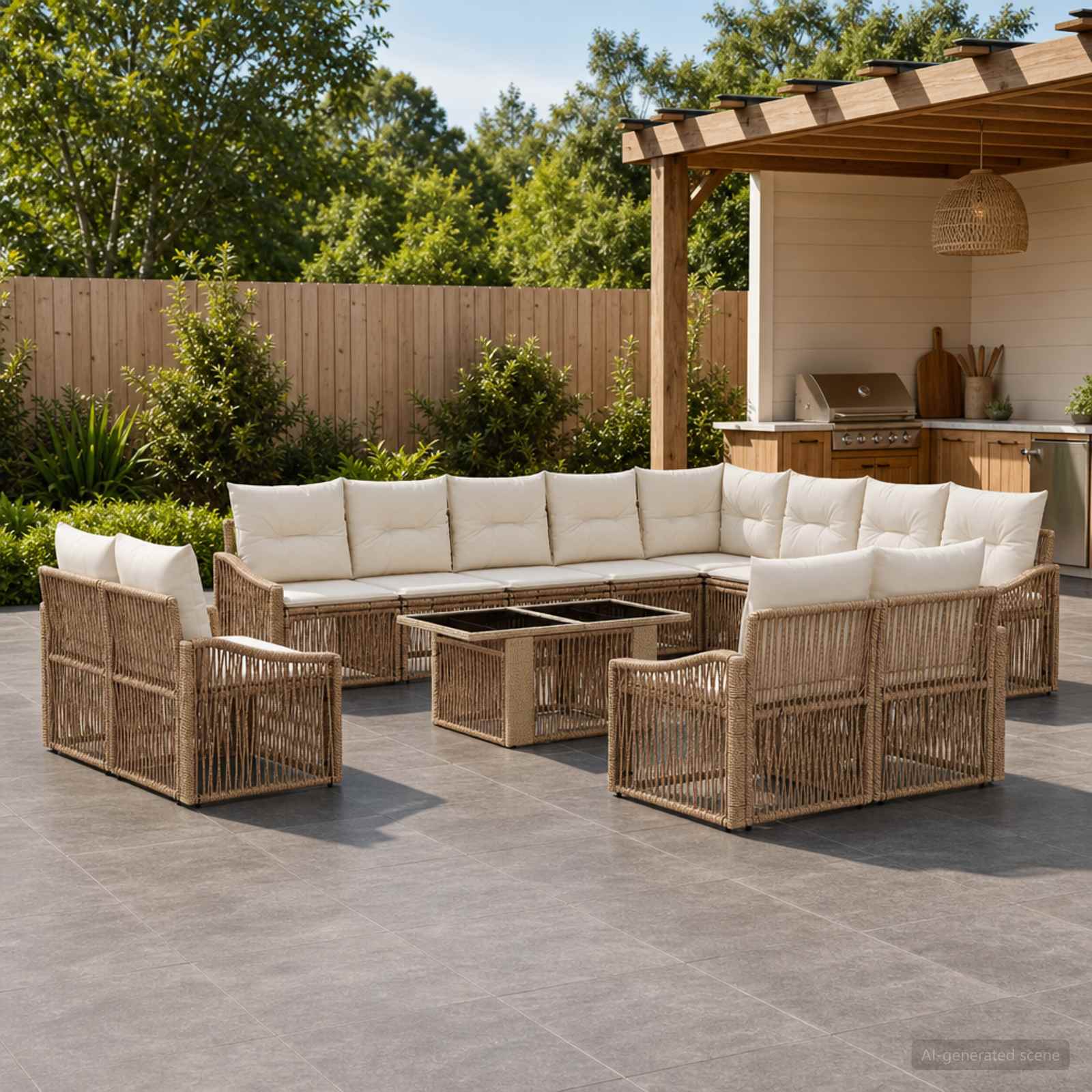 vidaXL Tuinbankenset 13 st Zwart en Cream Wit poly rattan