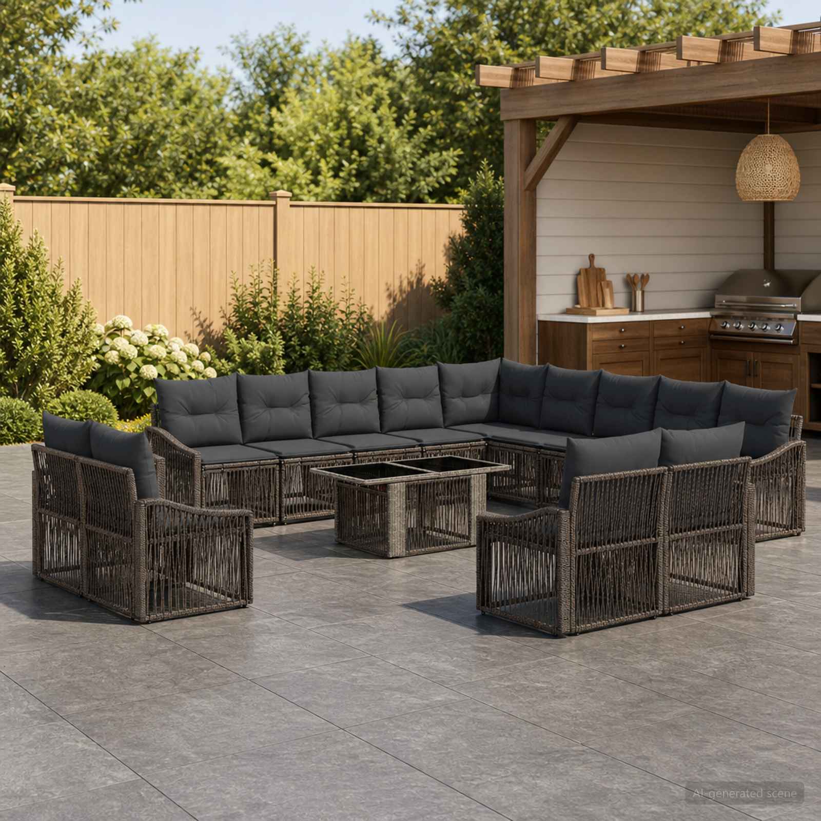 vidaXL Tuinbankenset 14 st Zwart en Cream Wit poly rattan