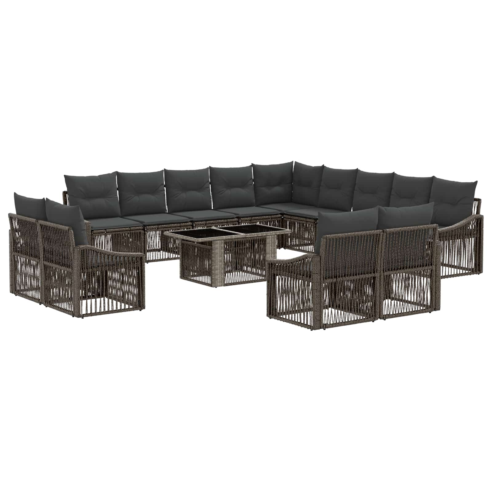 vidaXL Tuinbankenset 14 st Zwart en Cream Wit poly rattan