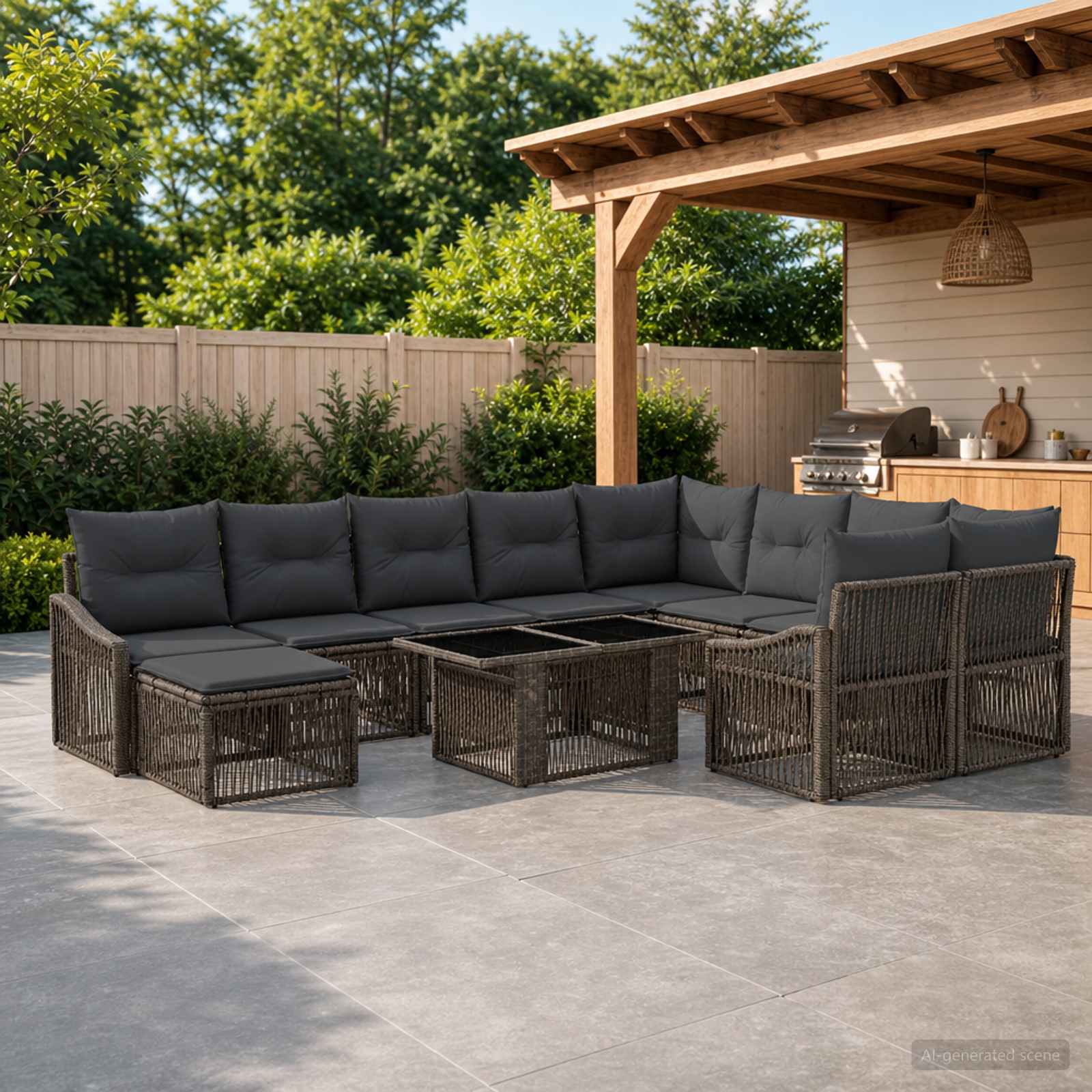 vidaXL Tuinbankenset 11 st Zwart en Cream Wit poly rattan