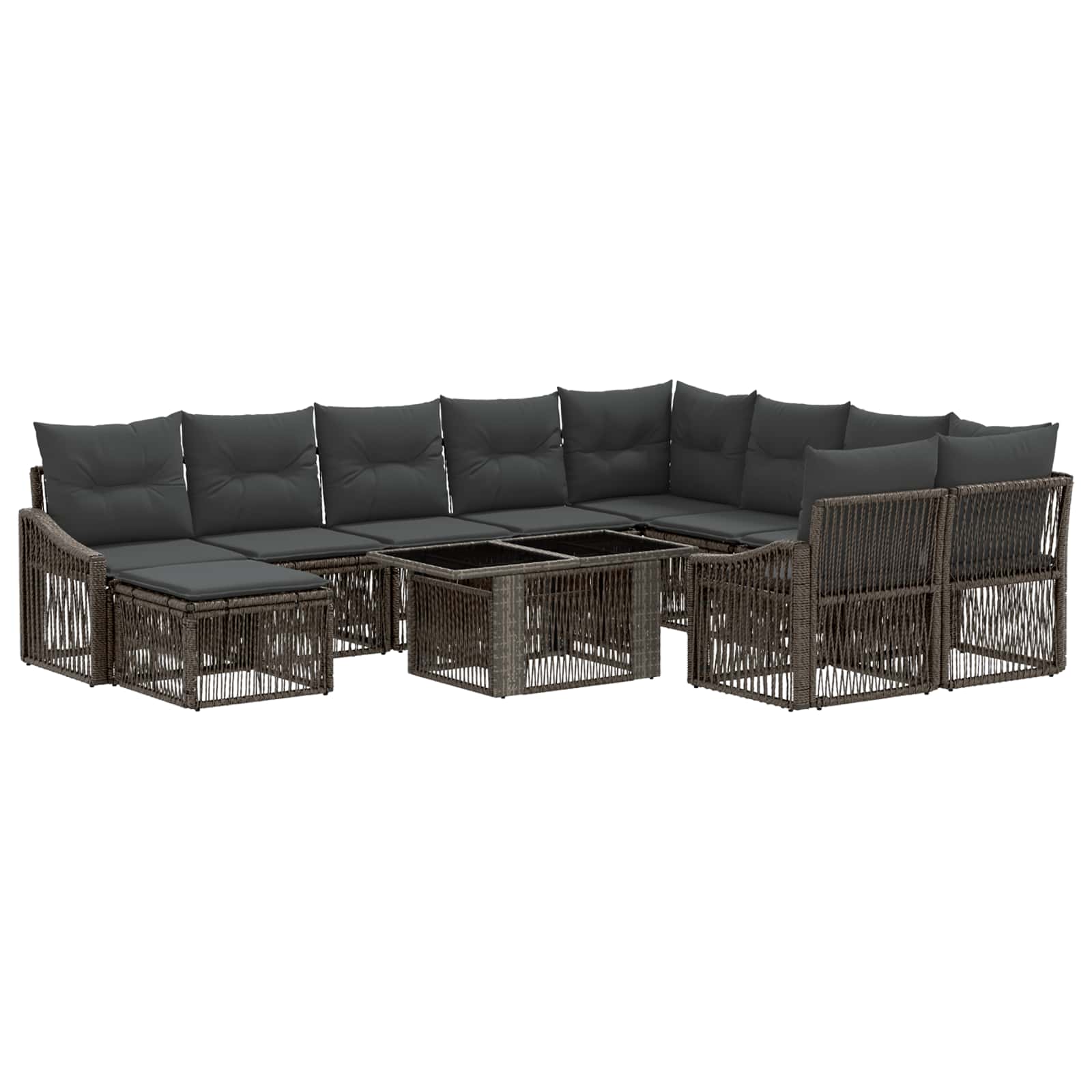 vidaXL Tuinbankenset 11 st Zwart en Cream Wit poly rattan