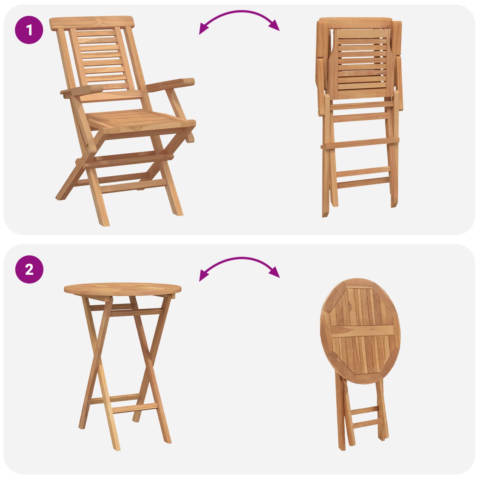 vidaXL Tuinset 3 st Bruin Massief Teak Hout