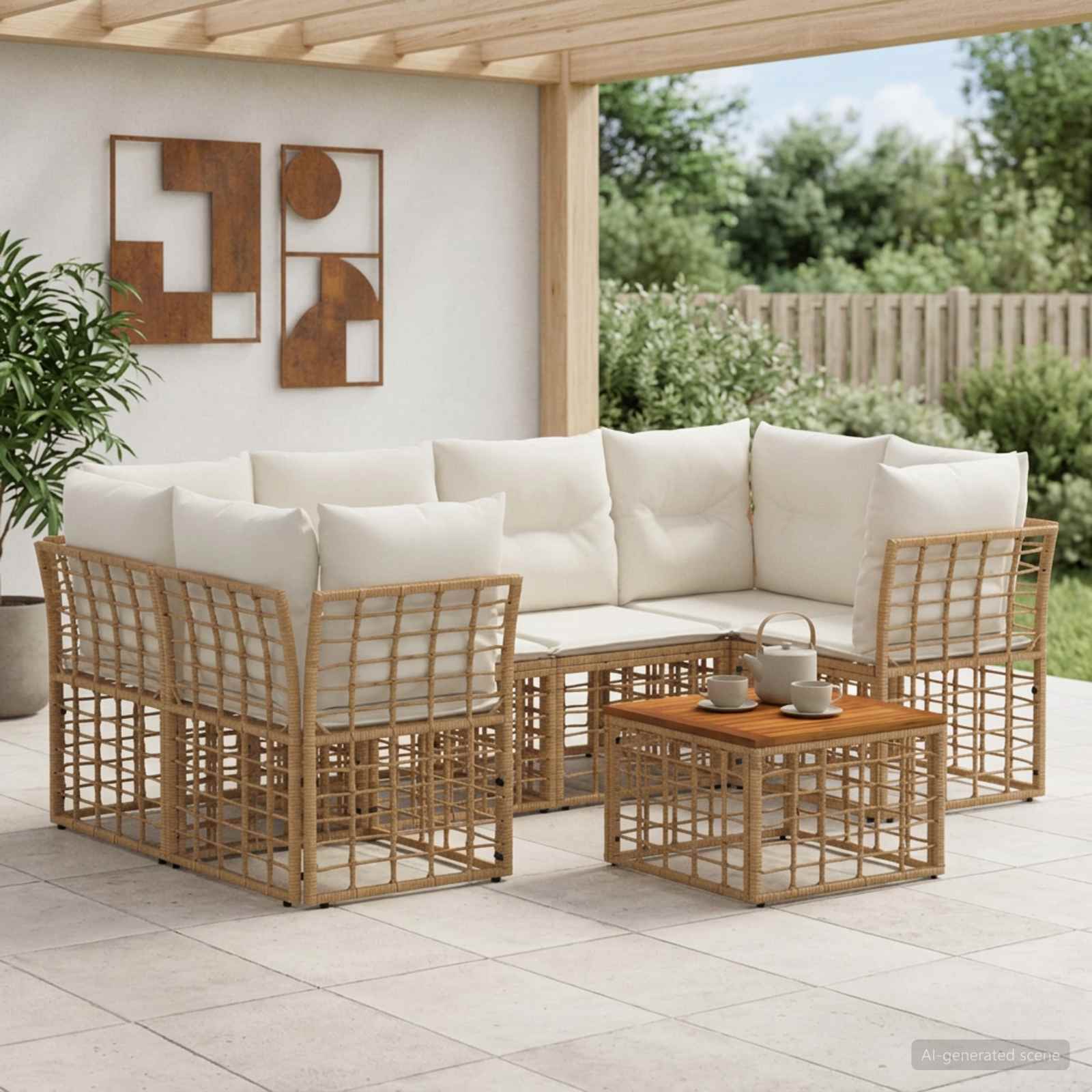 vidaXL Buiten bankenset 7 st Zwart en Donkergrijs poly rattan