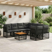 vidaXL Buiten bankenset 9 st Zwart en Donkergrijs poly rattan