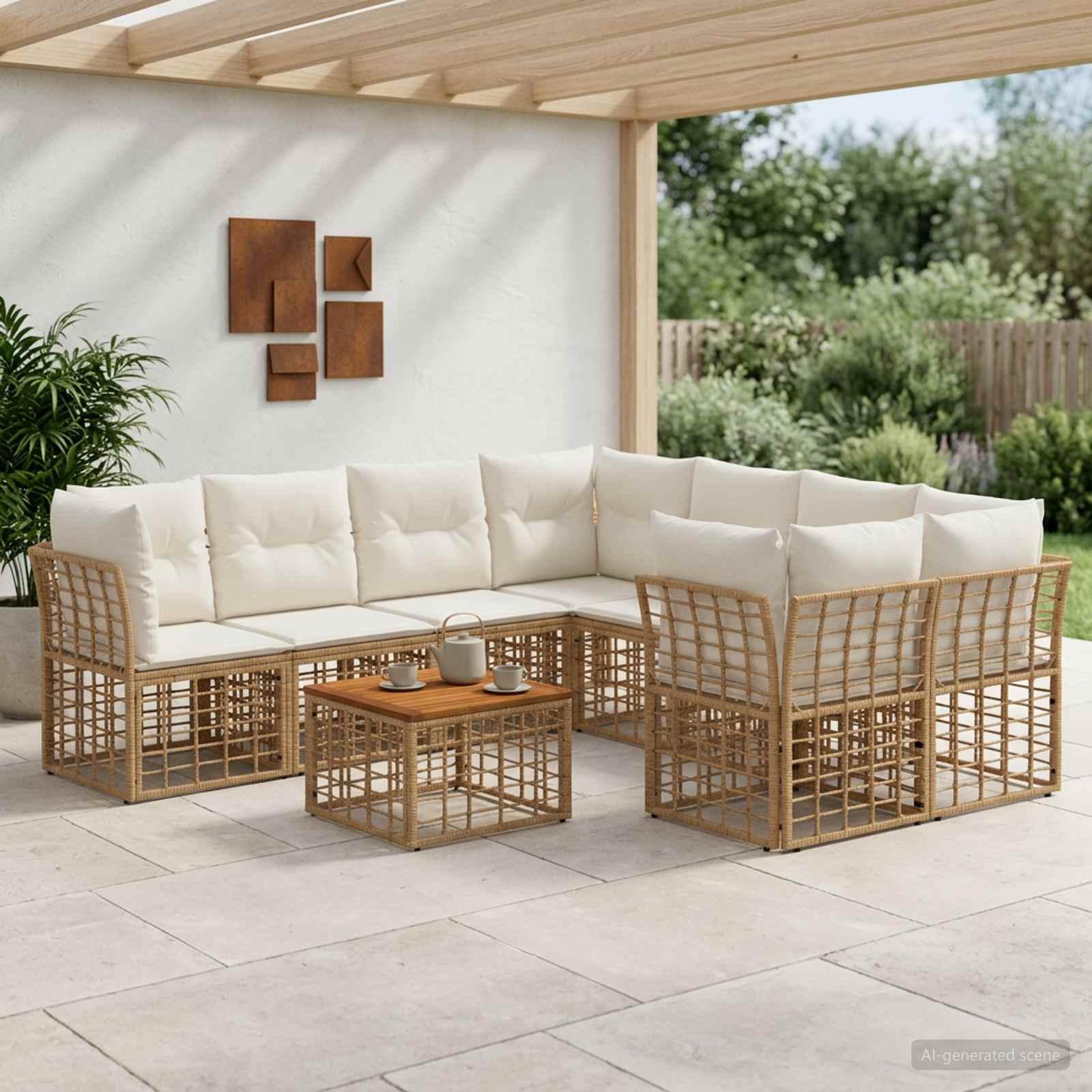 vidaXL Buiten bankenset 9 st Zwart en Donkergrijs poly rattan