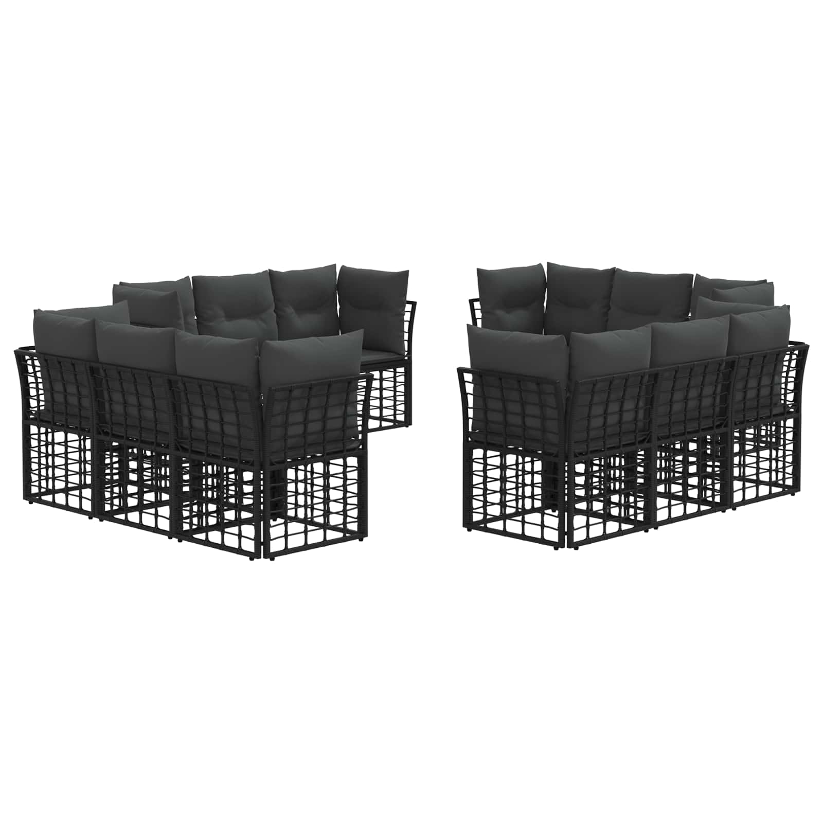 vidaXL Buiten bankenset Zwart Polyester