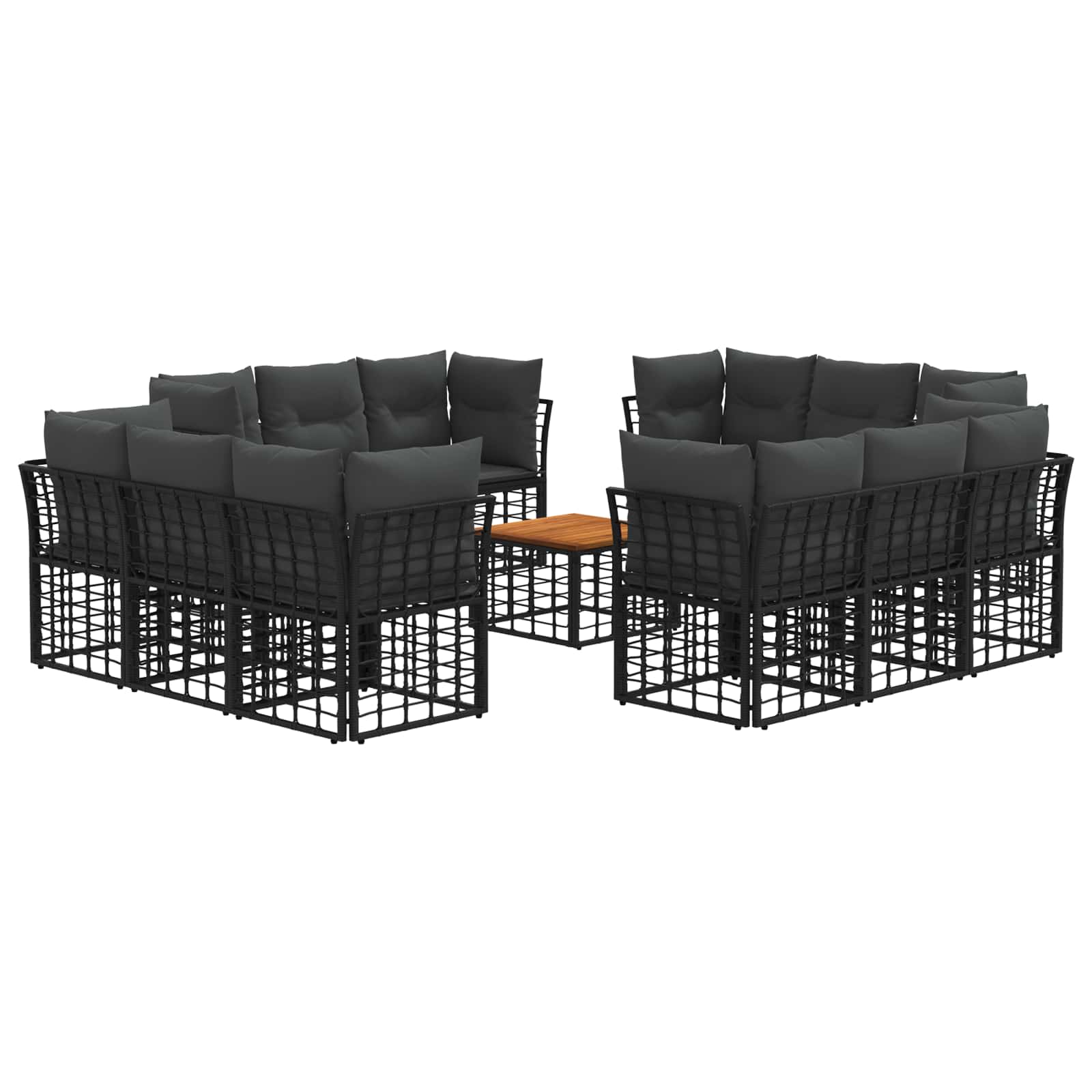 vidaXL Buiten bankenset Zwart Polyester