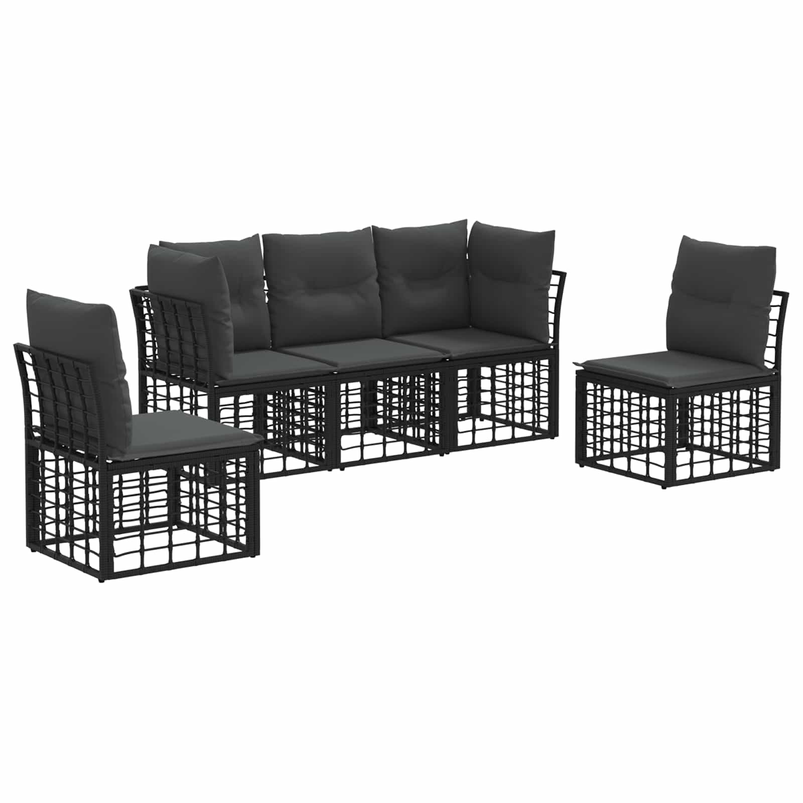 vidaXL Buiten bankenset Zwart Polyester