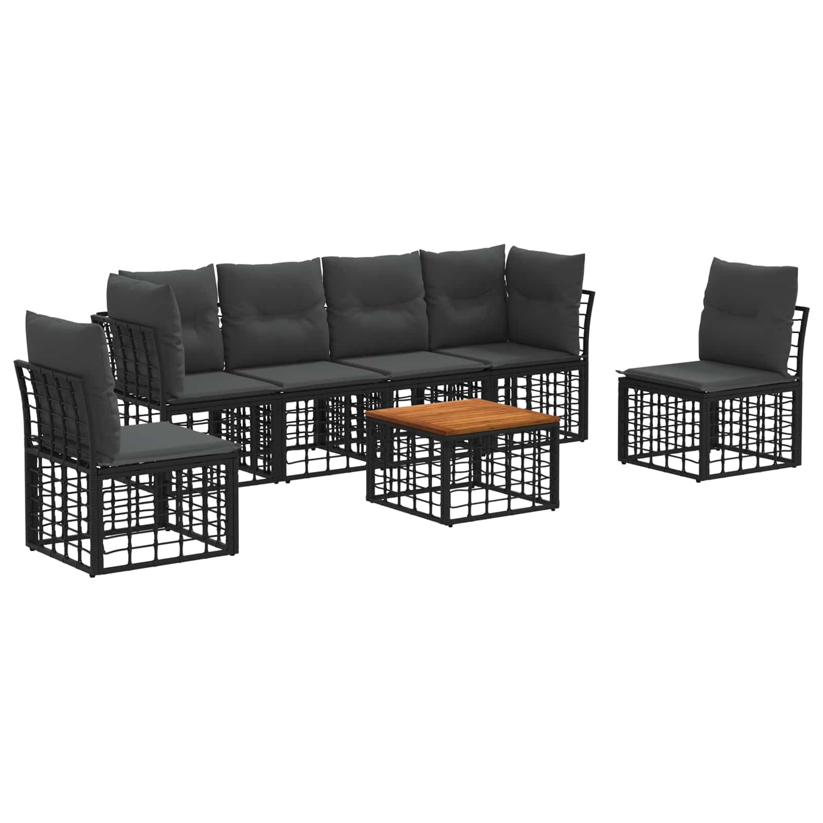 vidaXL Buiten bankenset Zwart Polyester