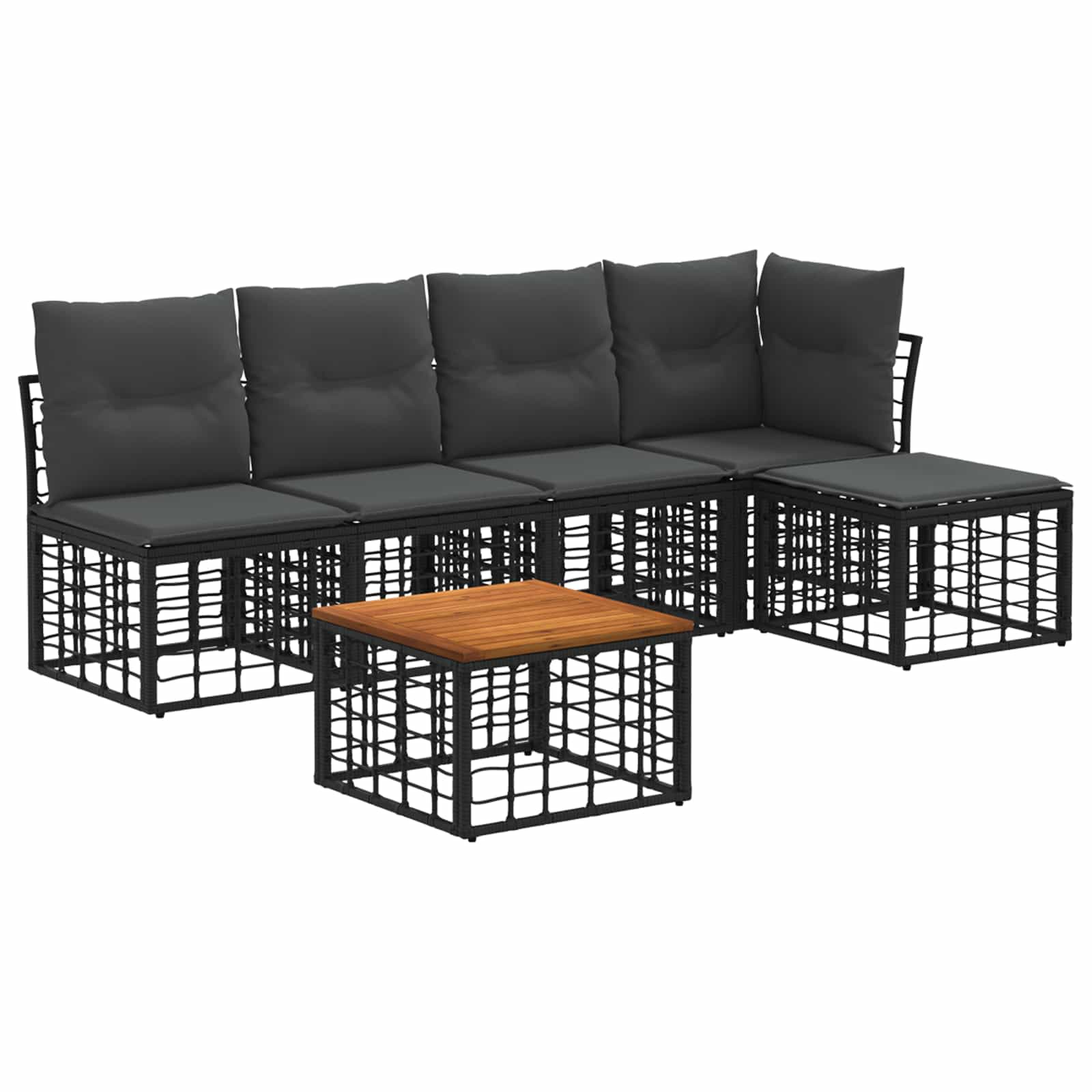 vidaXL Buiten bankenset Zwart Polyester