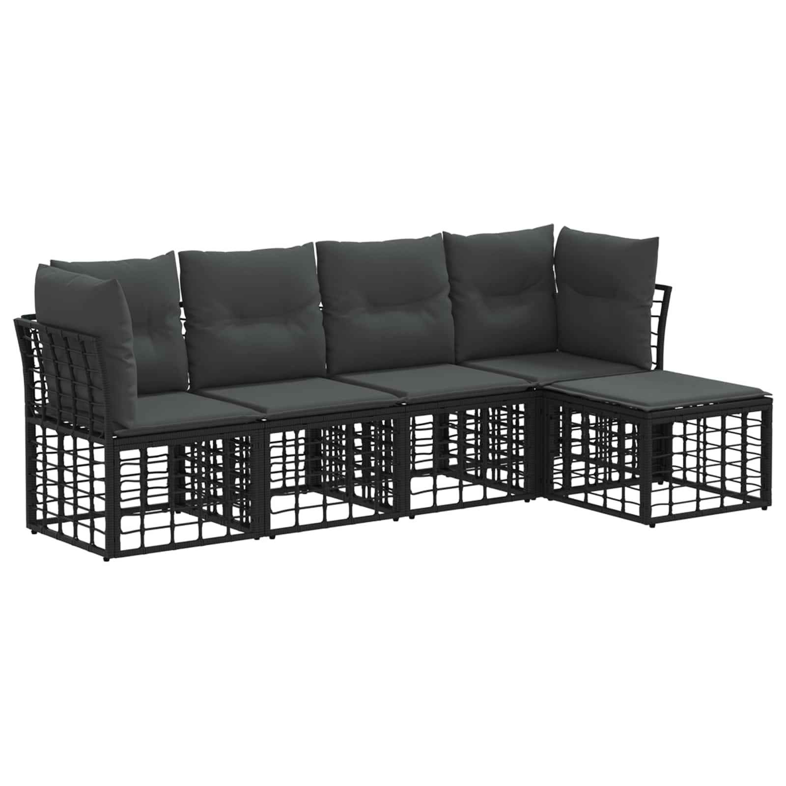 vidaXL Buiten bankenset Zwart Polyester